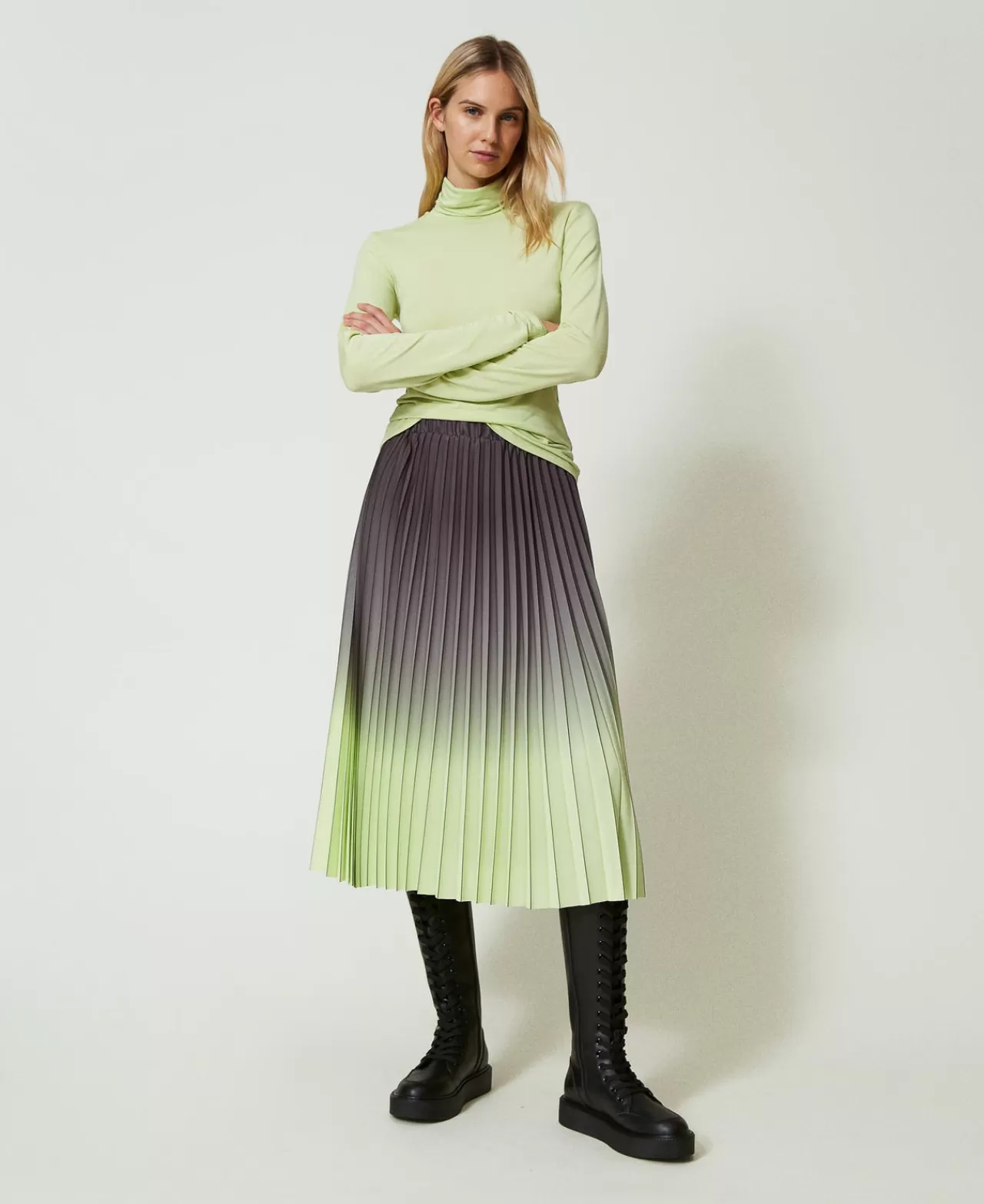 TWINSET Milano Bedruckter Plisseerock Aus Georgette