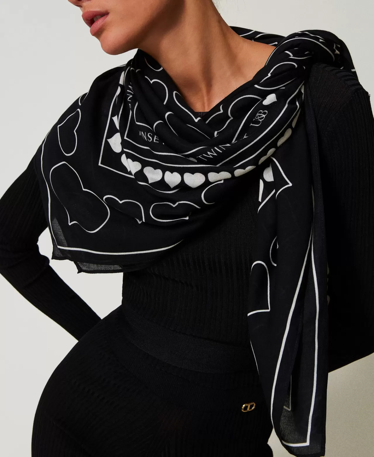 TWINSET Milano Bedrucktes Tuch Mit Logos Und Herzen