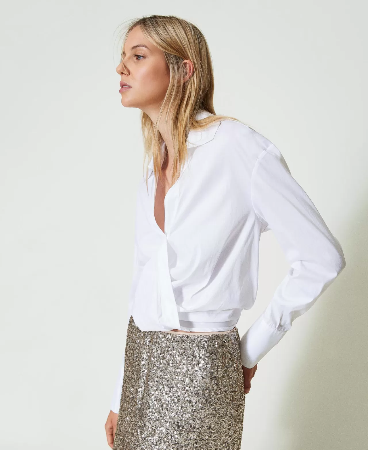 TWINSET Milano Überlappende Popelinebluse