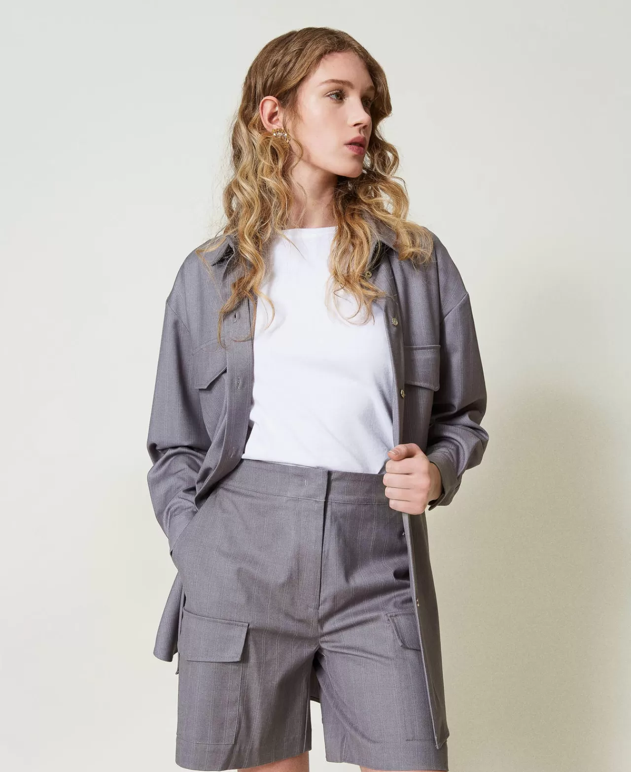 TWINSET Milano Bermudashorts Mit Nadelstreifen Und Taschen