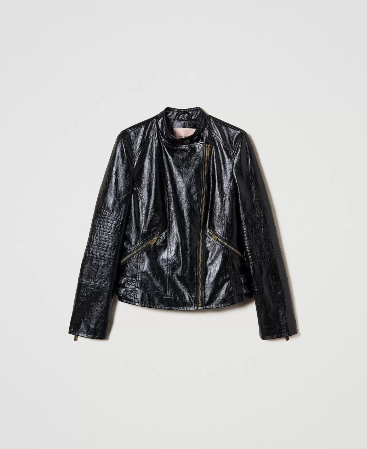 TWINSET Milano Bikerjacke Aus Lederimitat Mit Reißverschlüssen
