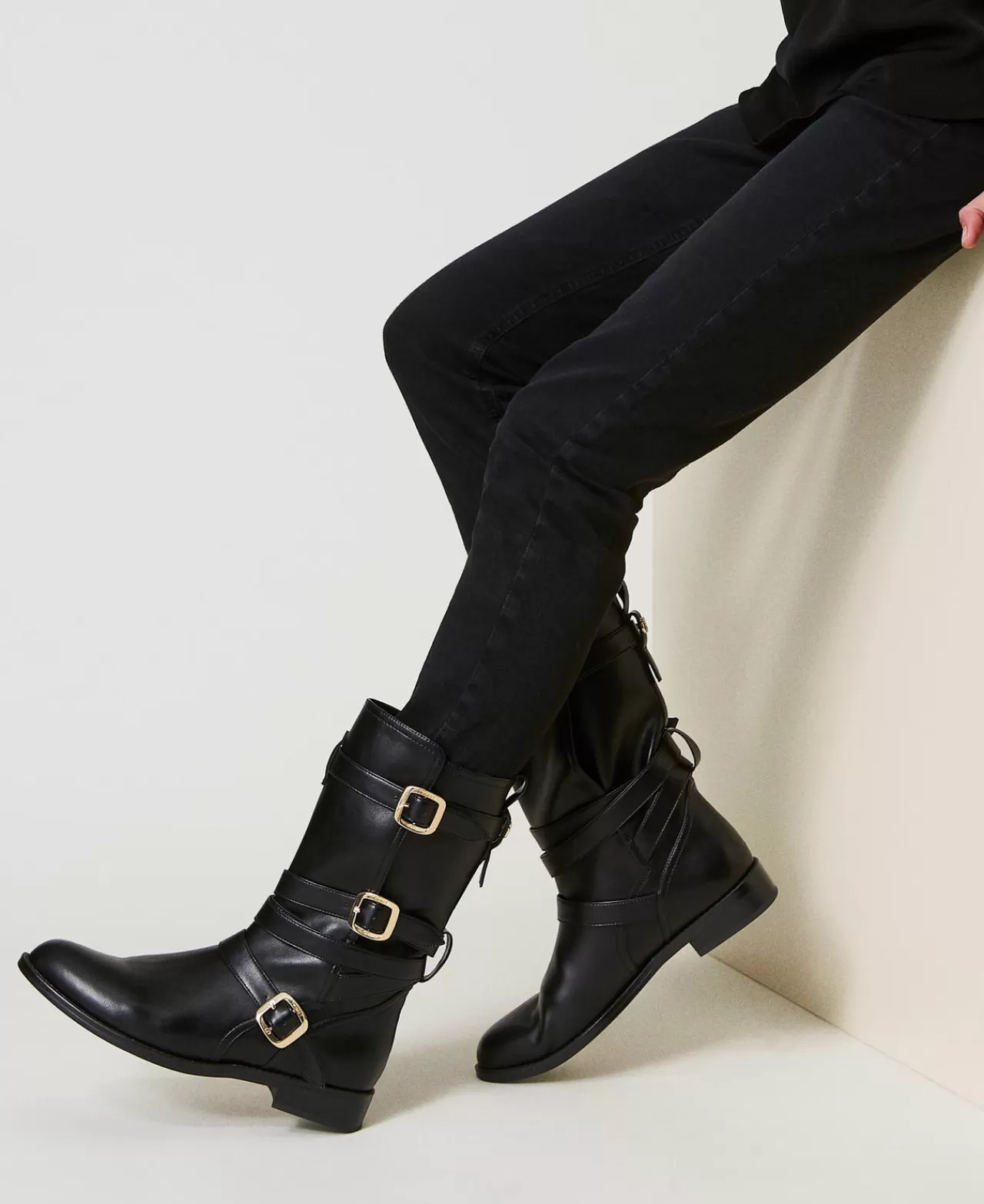 TWINSET Milano Bikerstiefel Mit Riemen