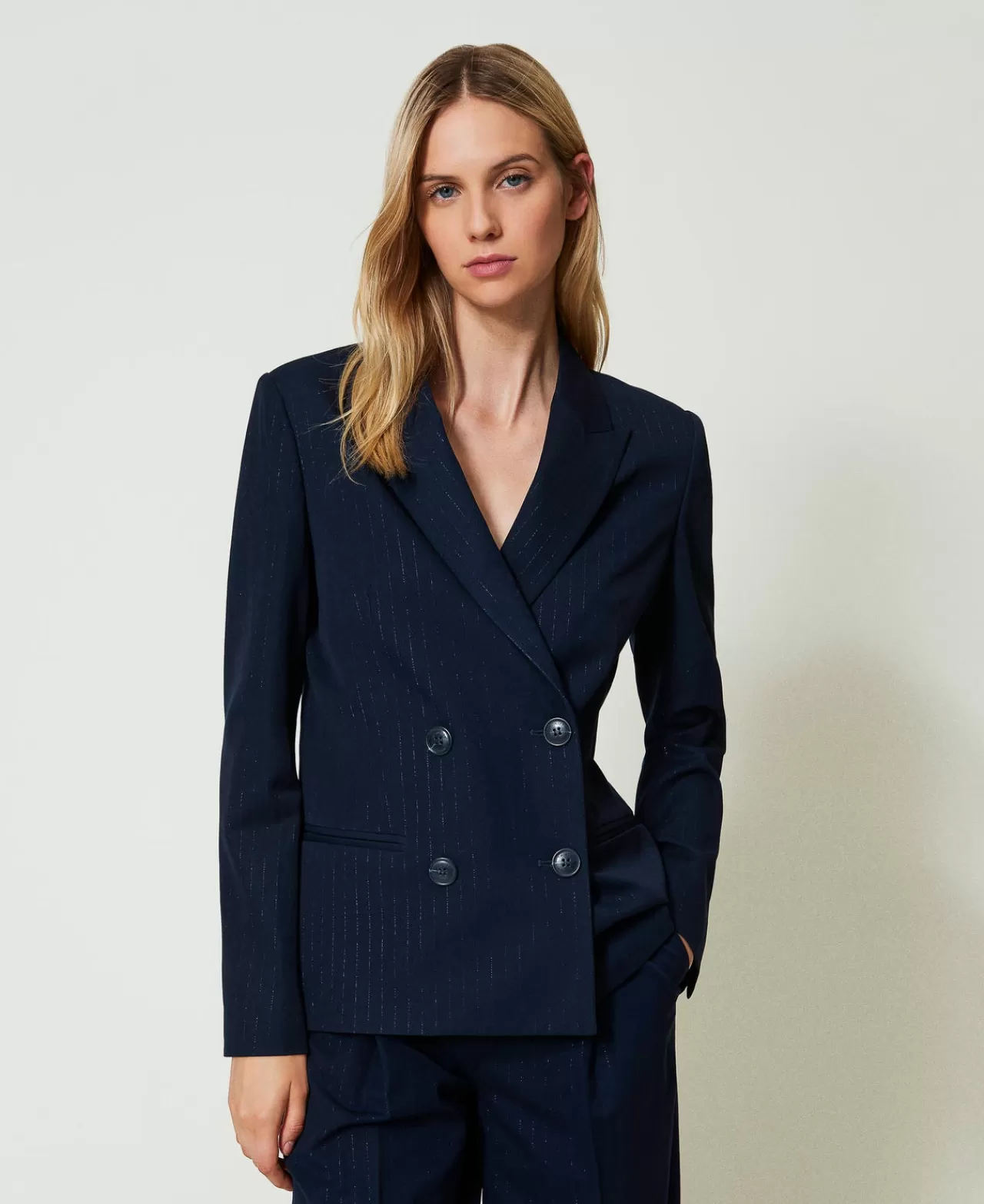 TWINSET Milano Blazer Mit Lurex-Nadelstreifen