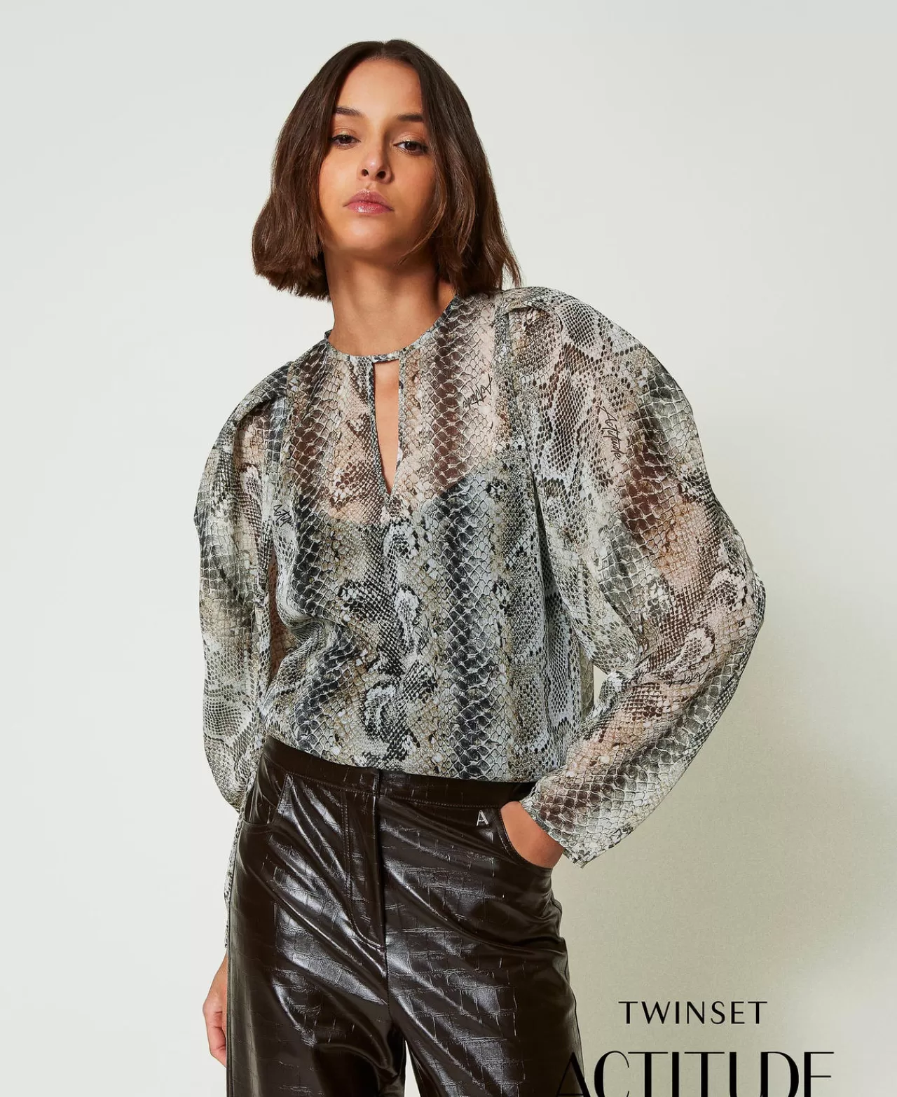 TWINSET Milano Bluse Aus Krepon Mit Schlangenprint