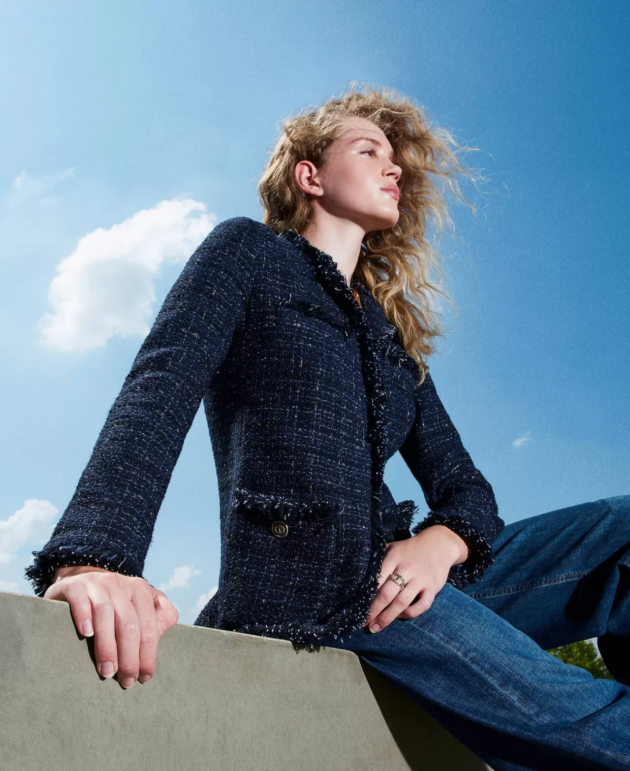 TWINSET Milano Boucléjacke Mit Logoknöpfen