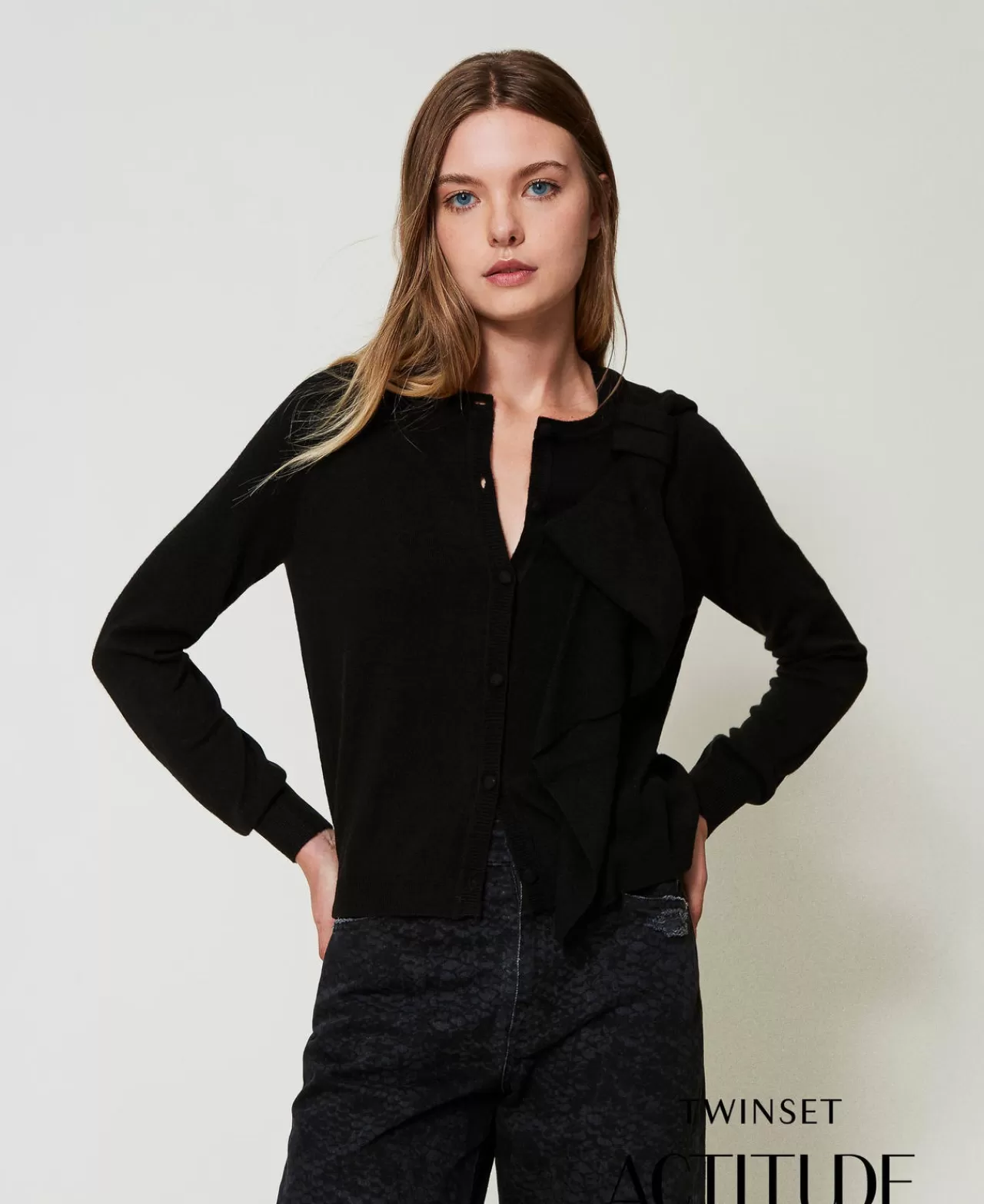 TWINSET Milano Cardigan Aus Wollmischung Mit Maxiblume