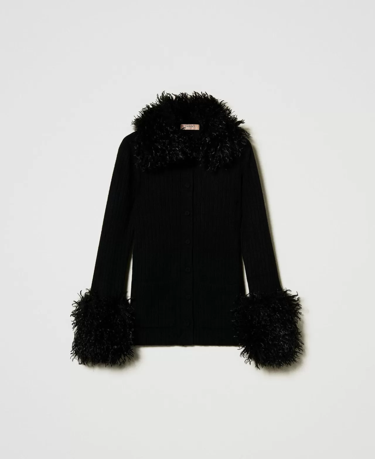 TWINSET Milano Cardigan Aus Wollmischung Mit Pelzimitat
