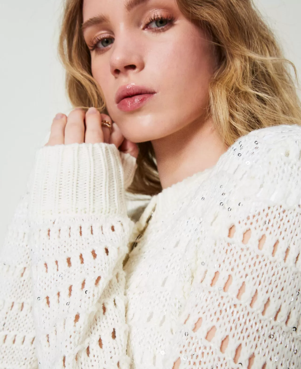 TWINSET Milano Cardigan Mit Durchbruchmuster Und Pailletten