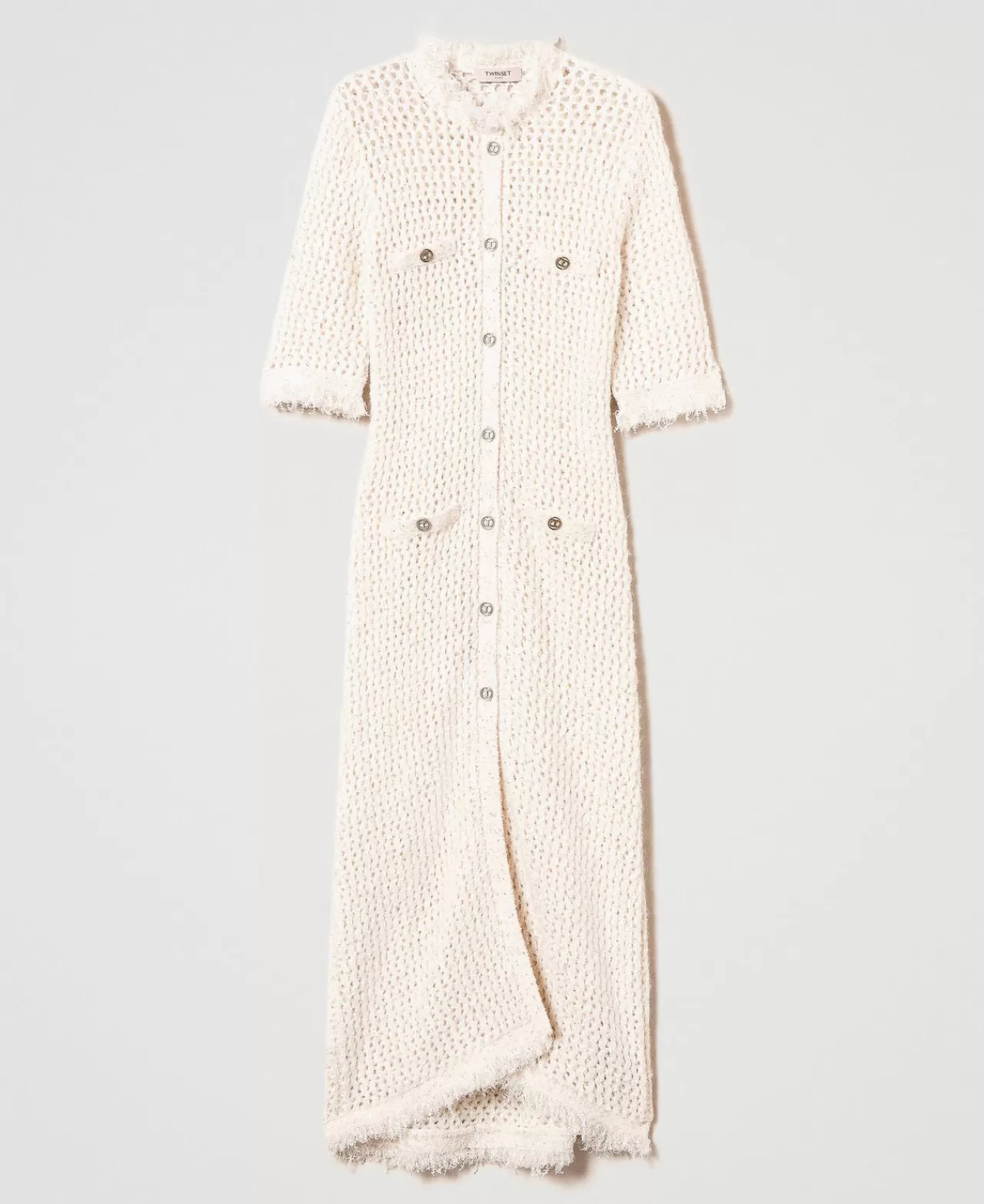 TWINSET Milano Cardigankleid Aus Jacquard-Strick In Netzoptik