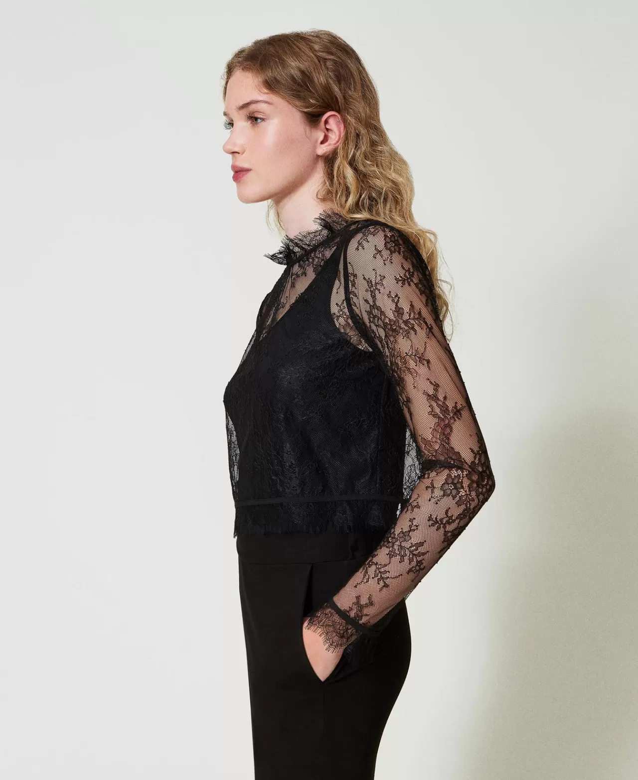 TWINSET Milano Cropped-Bluse Aus Spitze Mit Top