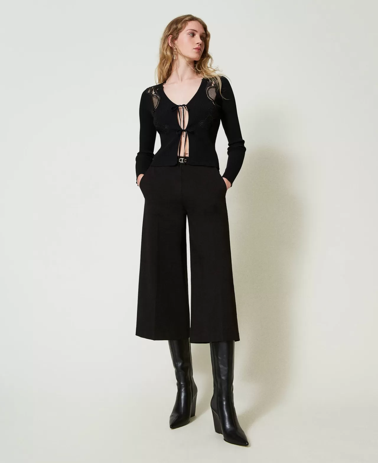 TWINSET Milano Cropped-Hose Mit „Oval T“-Gürtel