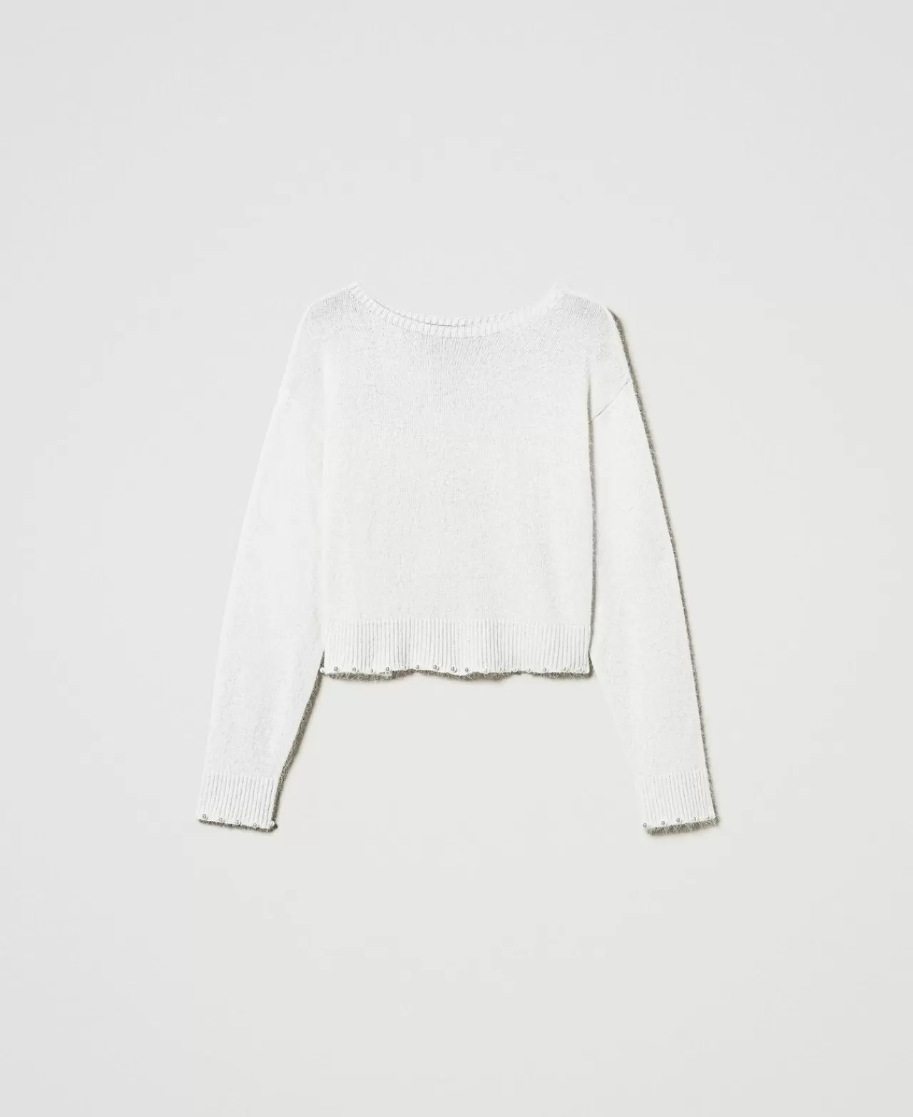 TWINSET Milano Cropped-Pullover Aus Angoramischung Mit Perlen