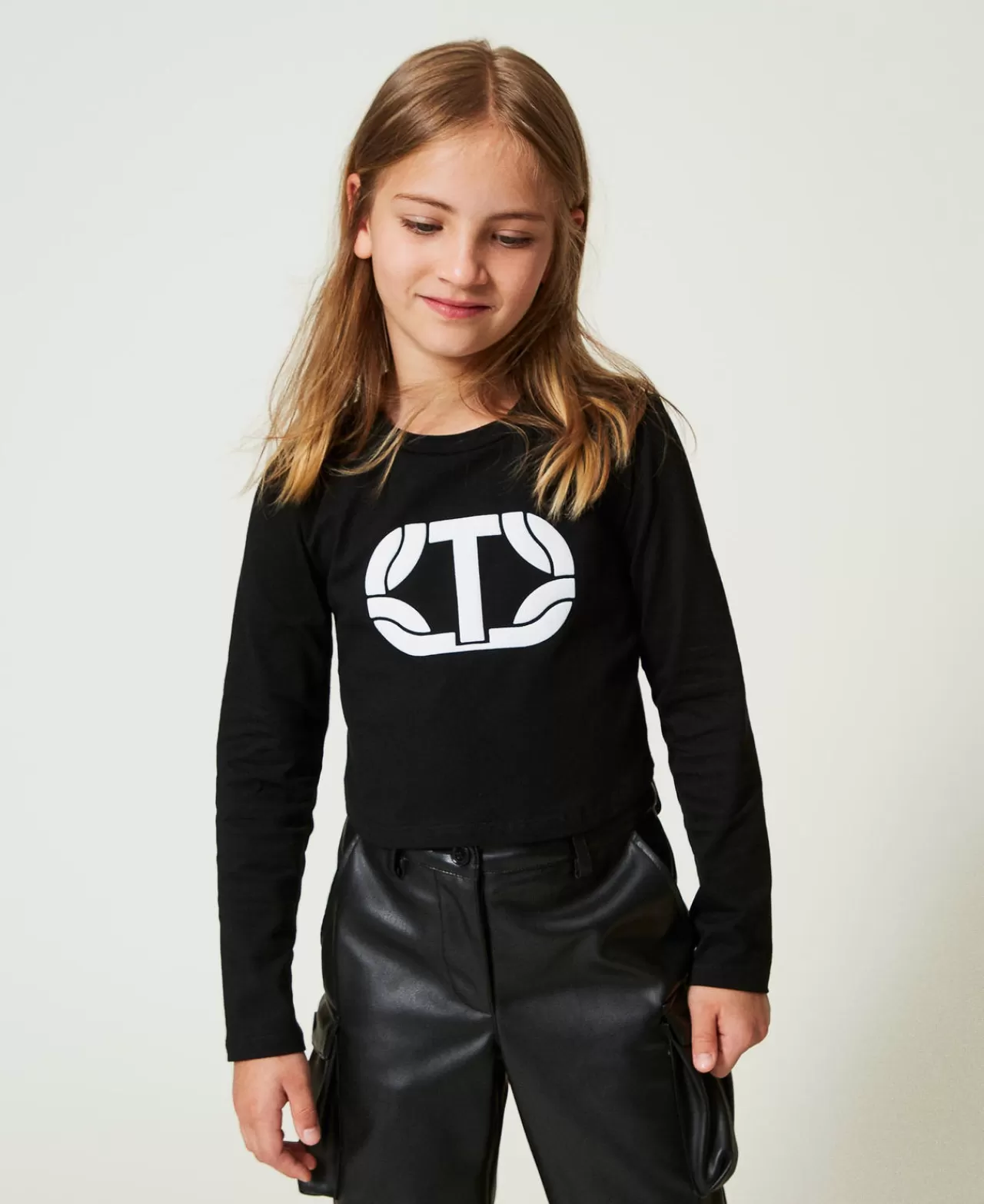 TWINSET Milano Cropped-Shirt Mit Gummiertem Logo