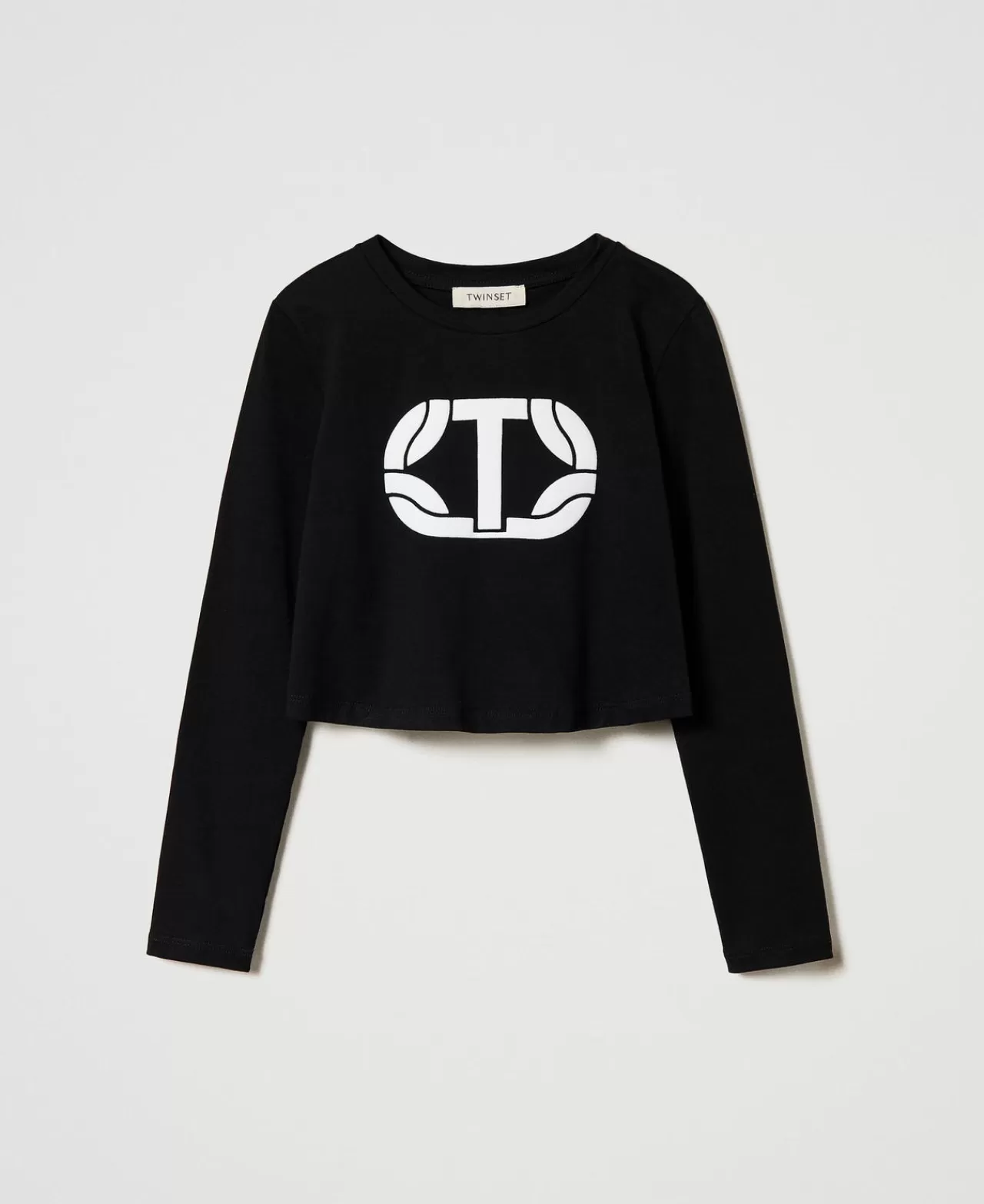 TWINSET Milano Cropped-Shirt Mit Gummiertem Logo