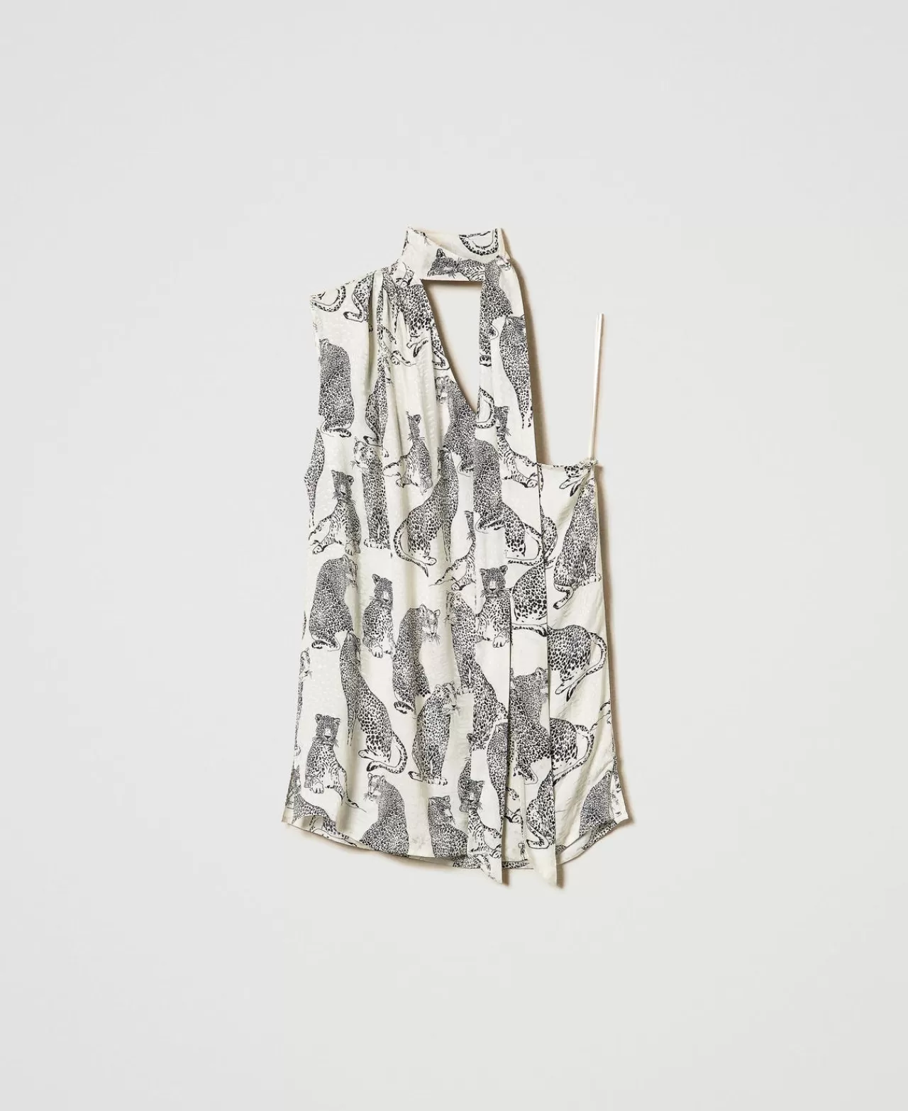 TWINSET Milano Einschultriges Jacquard-Top Mit Jaguarprint