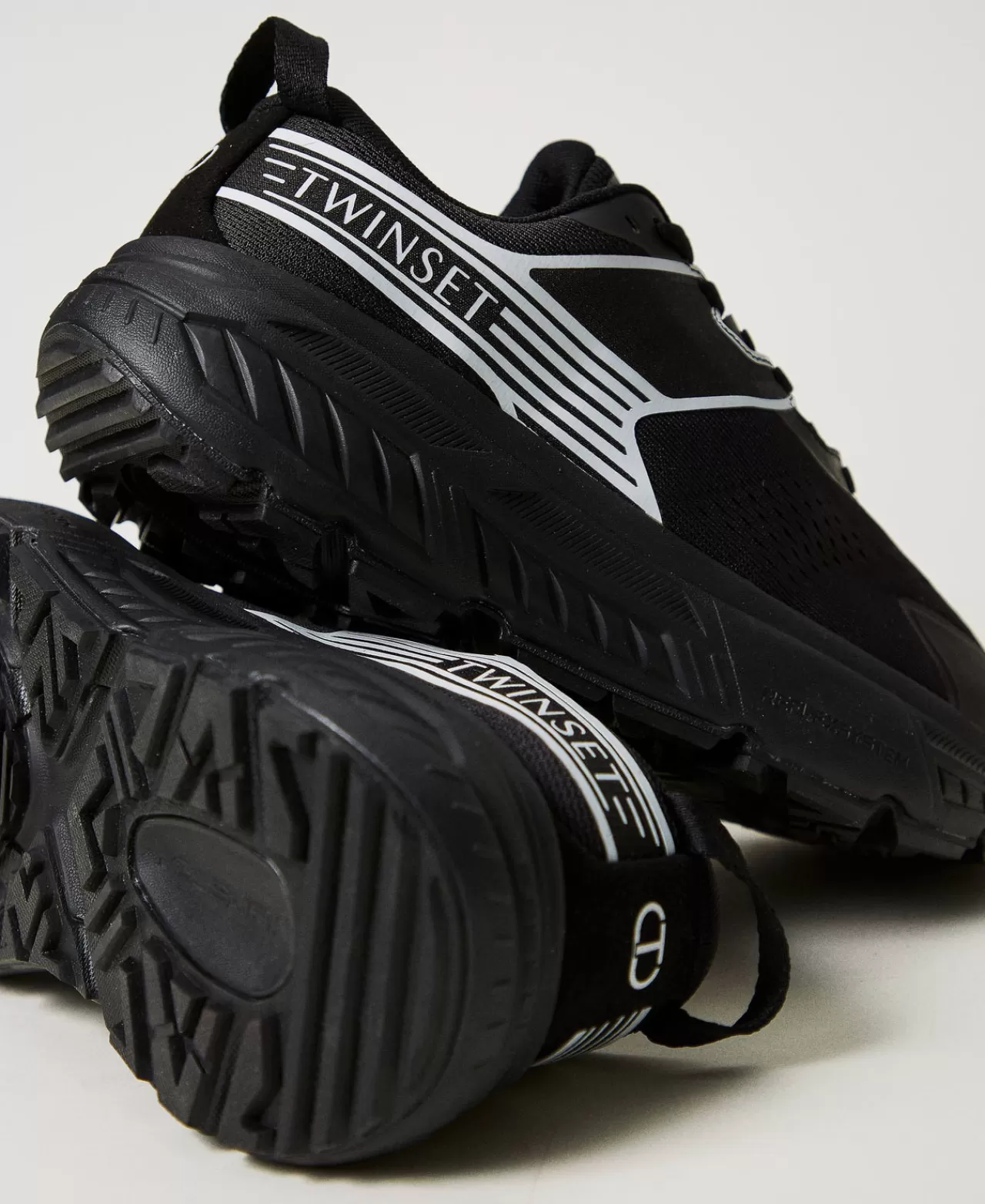 TWINSET Milano Fessura Sneaker Mit Streifen Und Logo In Kontrastfarbe