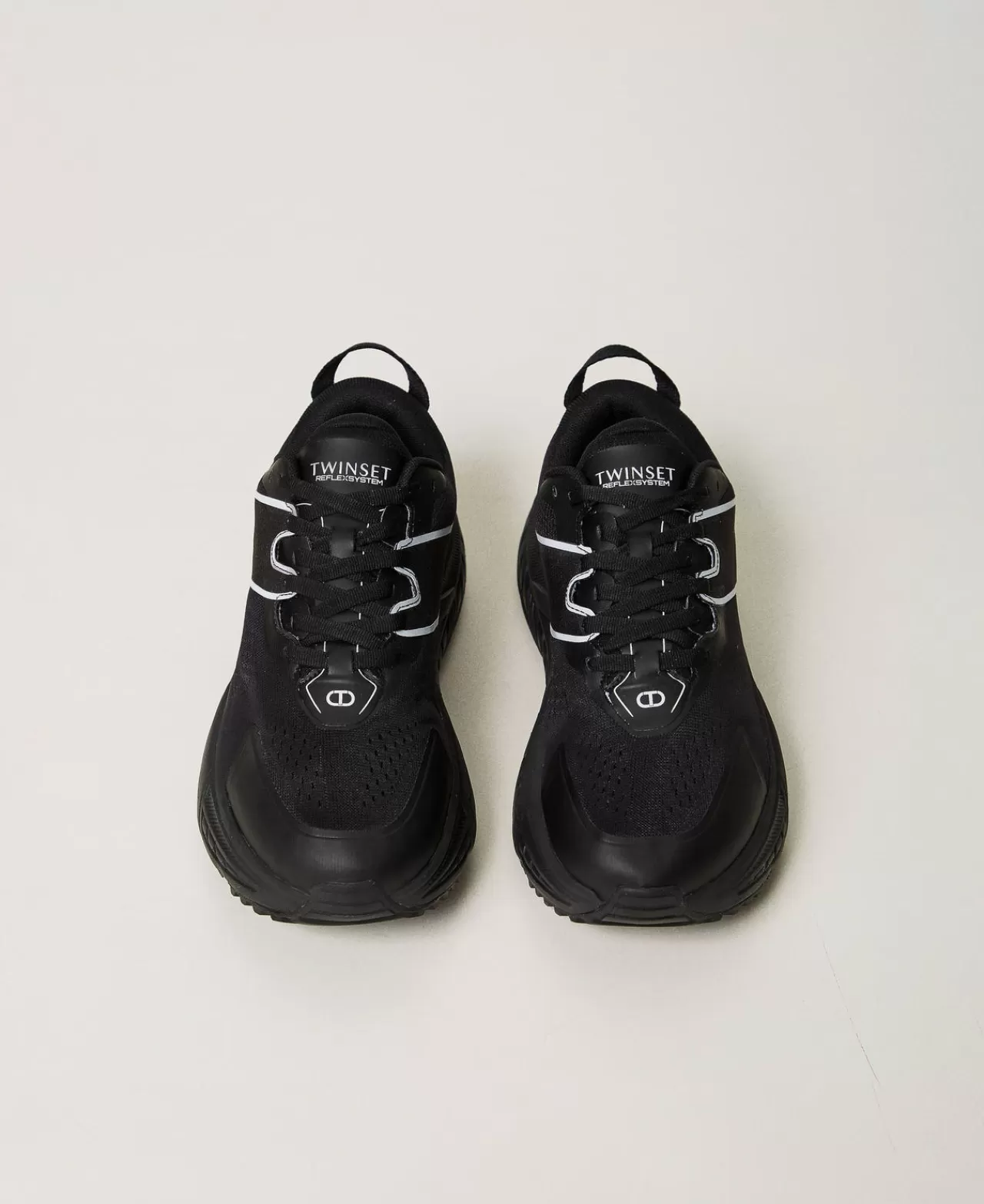 TWINSET Milano Fessura Sneaker Mit Streifen Und Logo In Kontrastfarbe