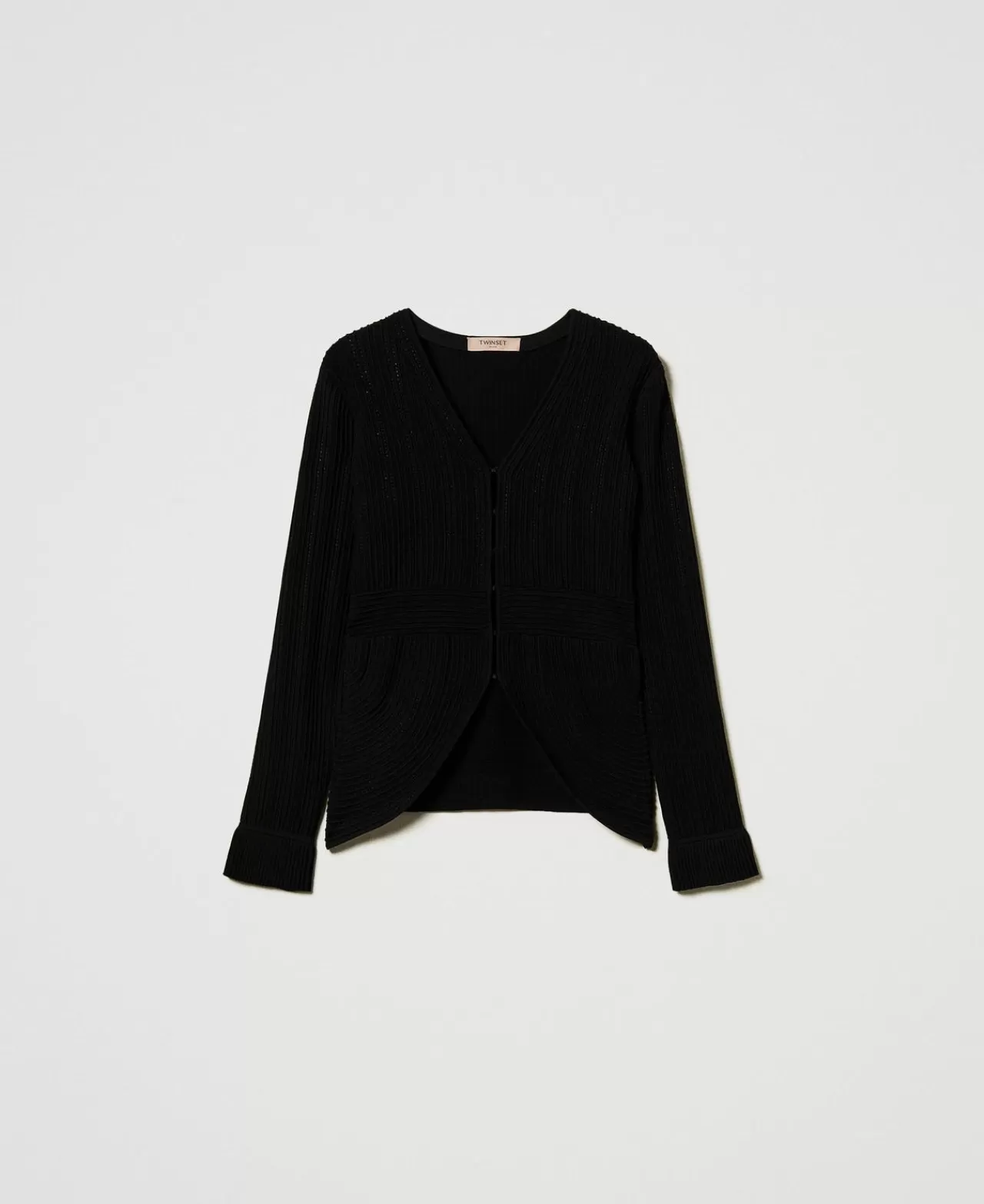 TWINSET Milano Figurbetonte Jacke Mit Strickmustermix