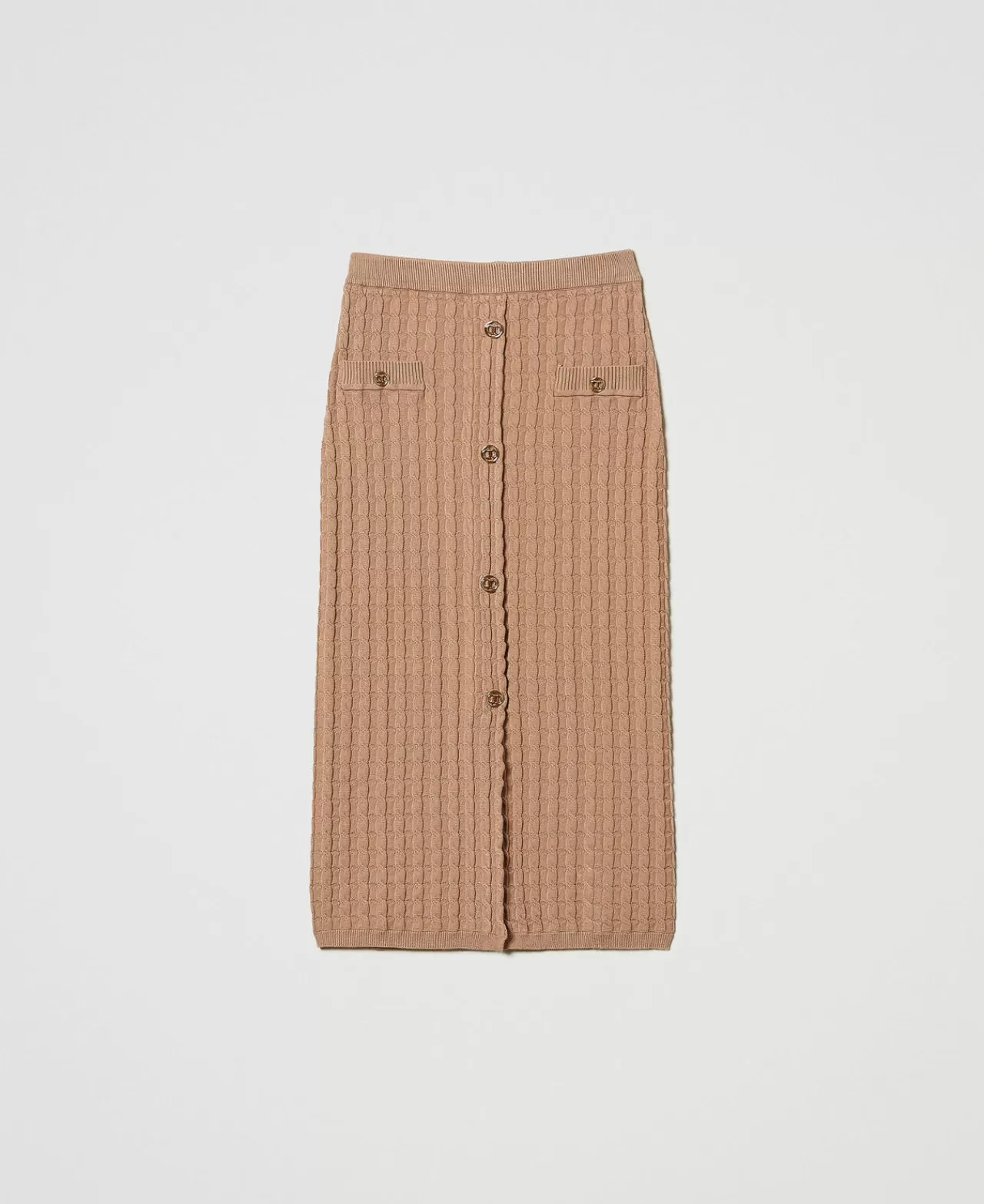 TWINSET Milano Figurbetonter Midi-Strickrock Mit Knöpfen