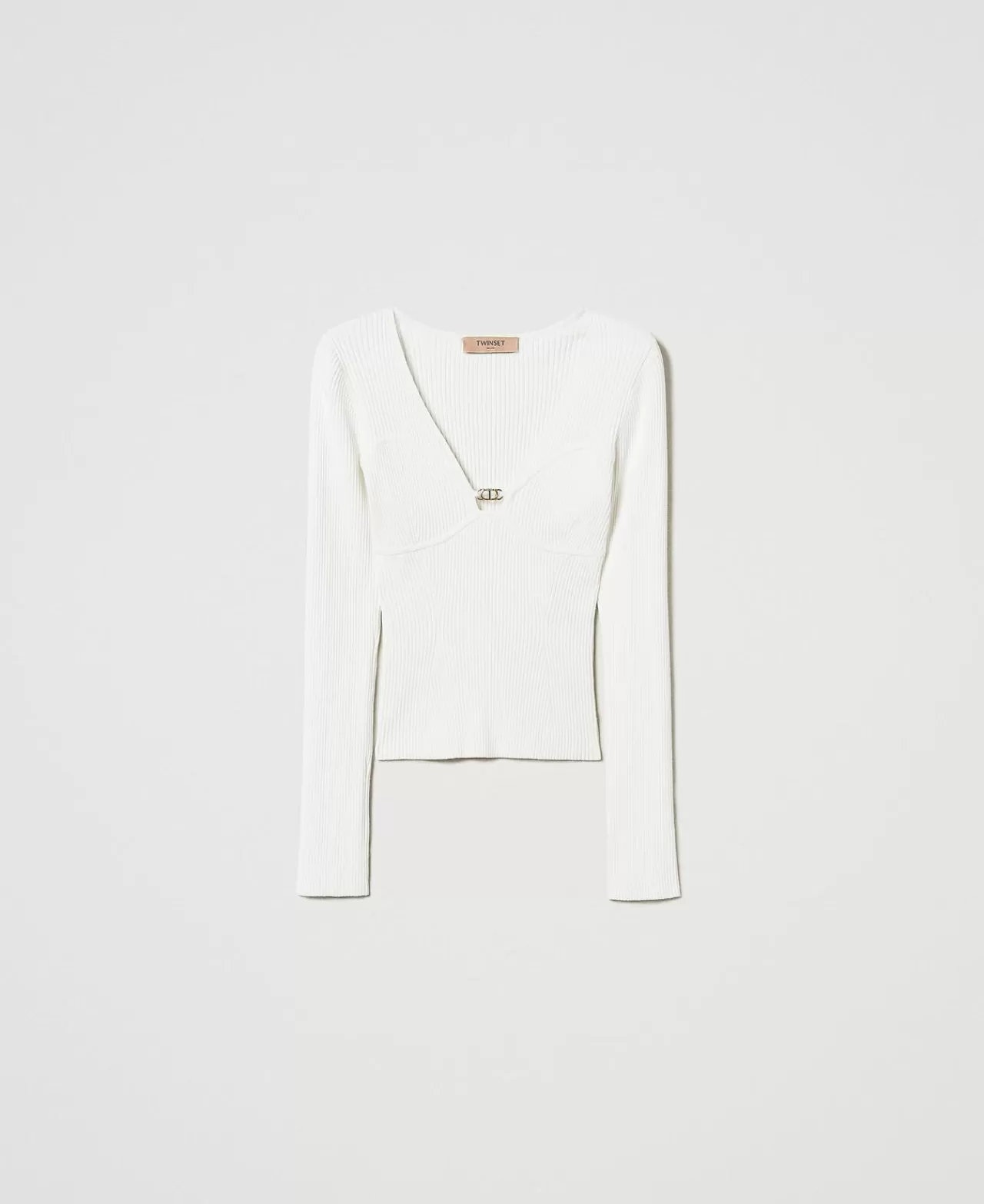 TWINSET Milano Figurbetonter Pullover Mit „Oval T“-Logo