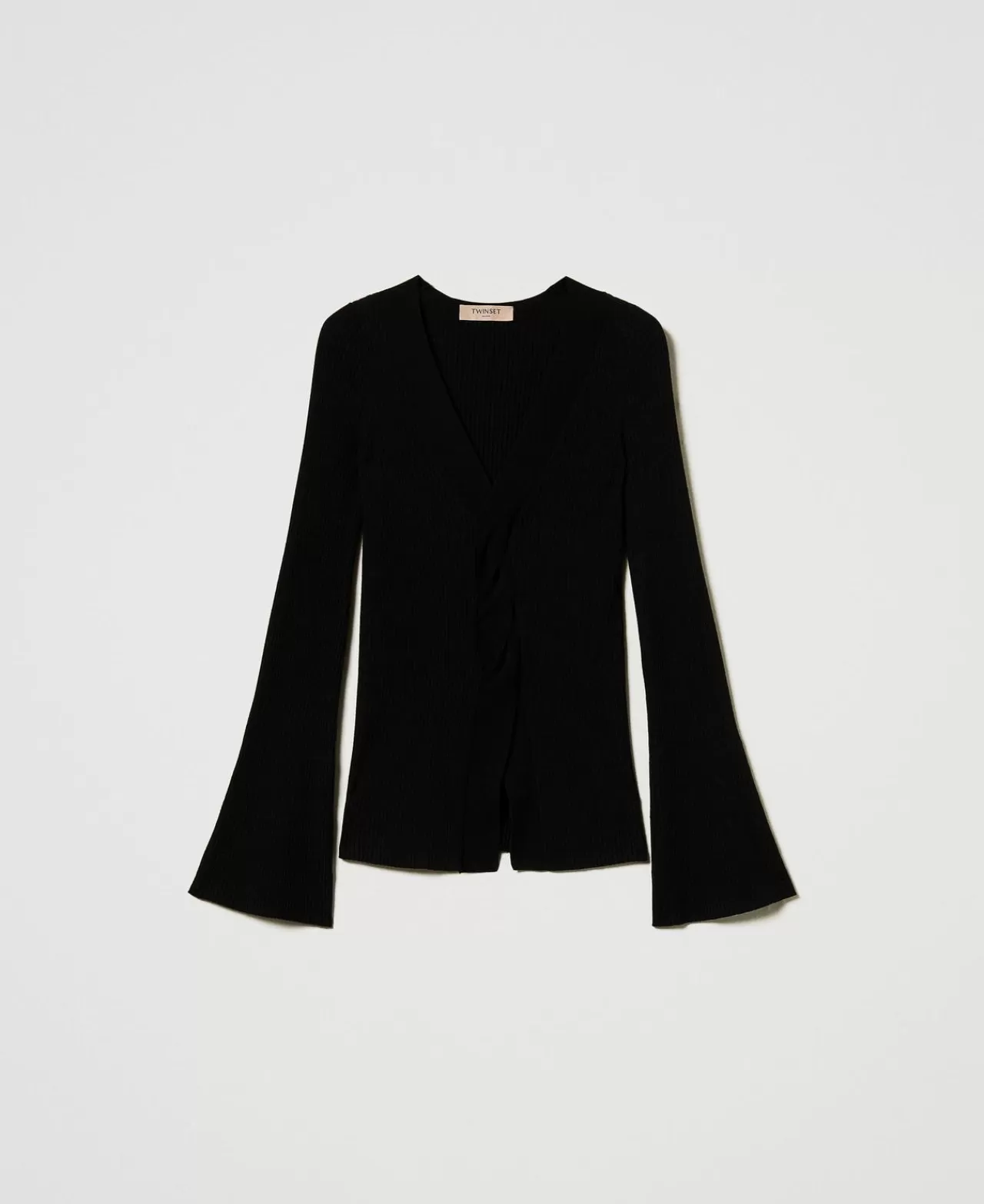 TWINSET Milano Figurbetonter Pullover Mit Rippenmuster Und Überkreuzung