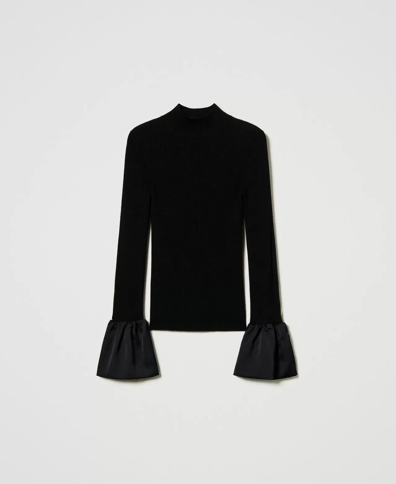 TWINSET Milano Figurbetonter Pullover Mit Satinvolants