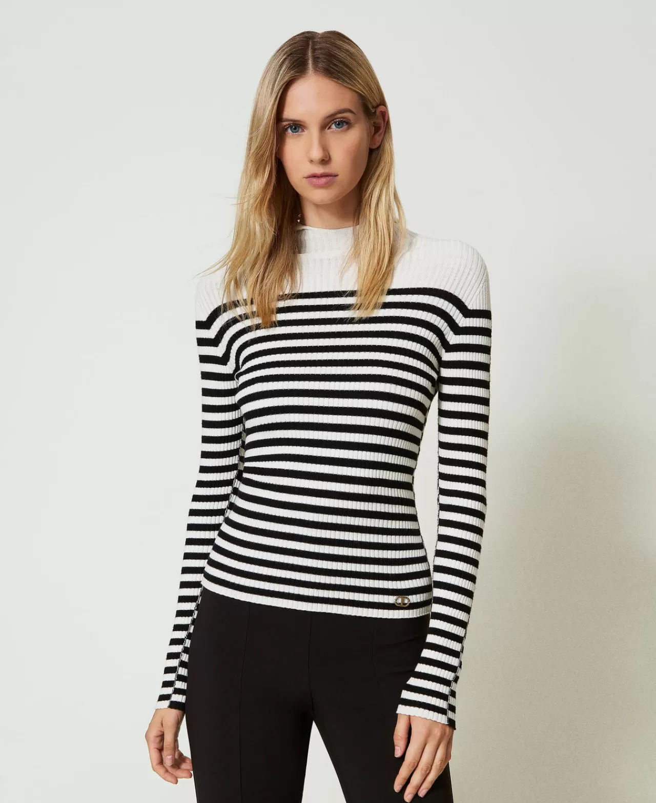 TWINSET Milano Figurbetonter Pullover Mit Streifen