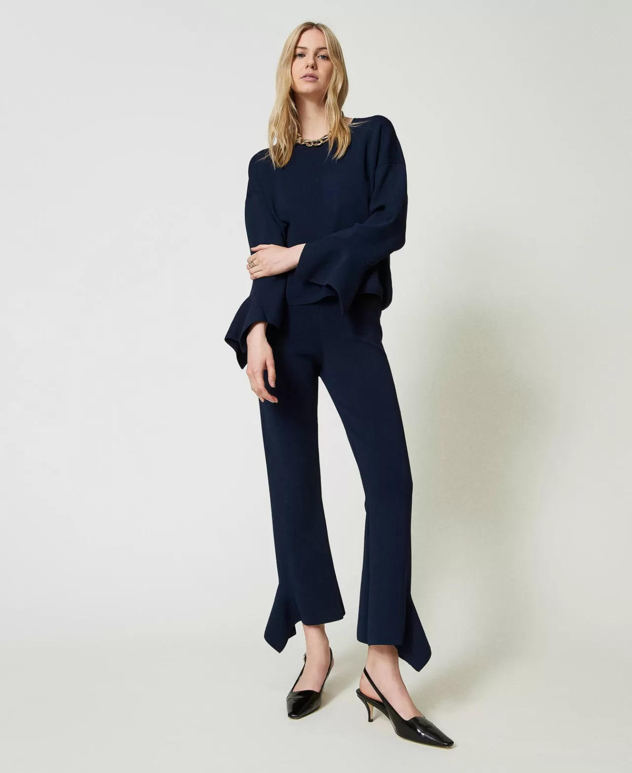 TWINSET Milano Flare-Hose Aus Gestrick Mit Volants