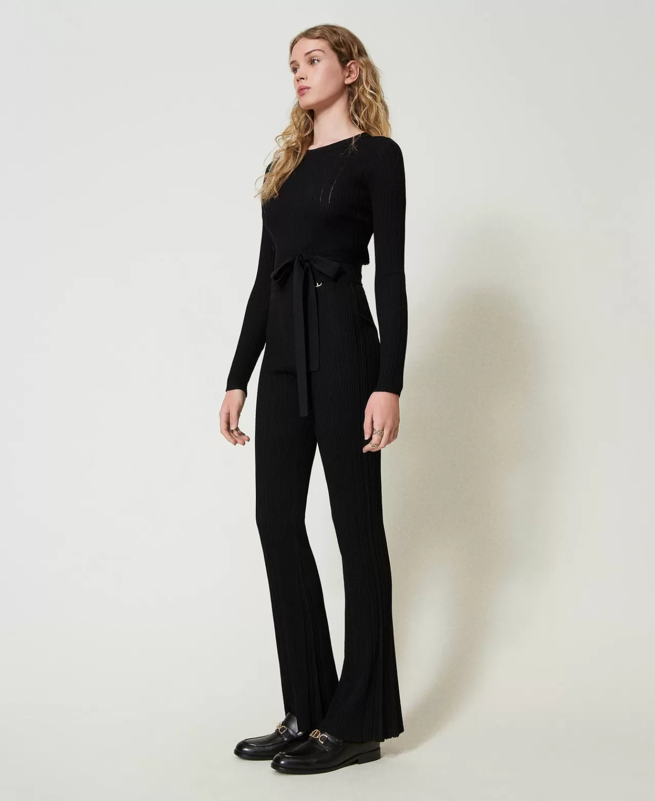 TWINSET Milano Flare-Hose Im Rippenstrick