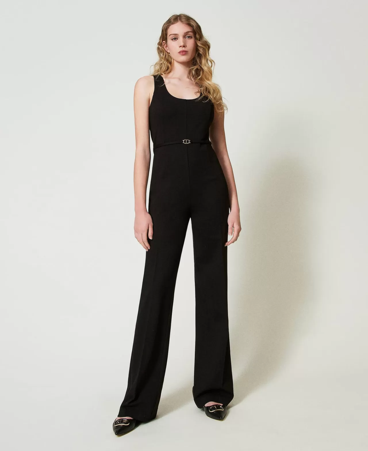 TWINSET Milano Flare-Jumpsuit Mit „Oval T“-Gürtel
