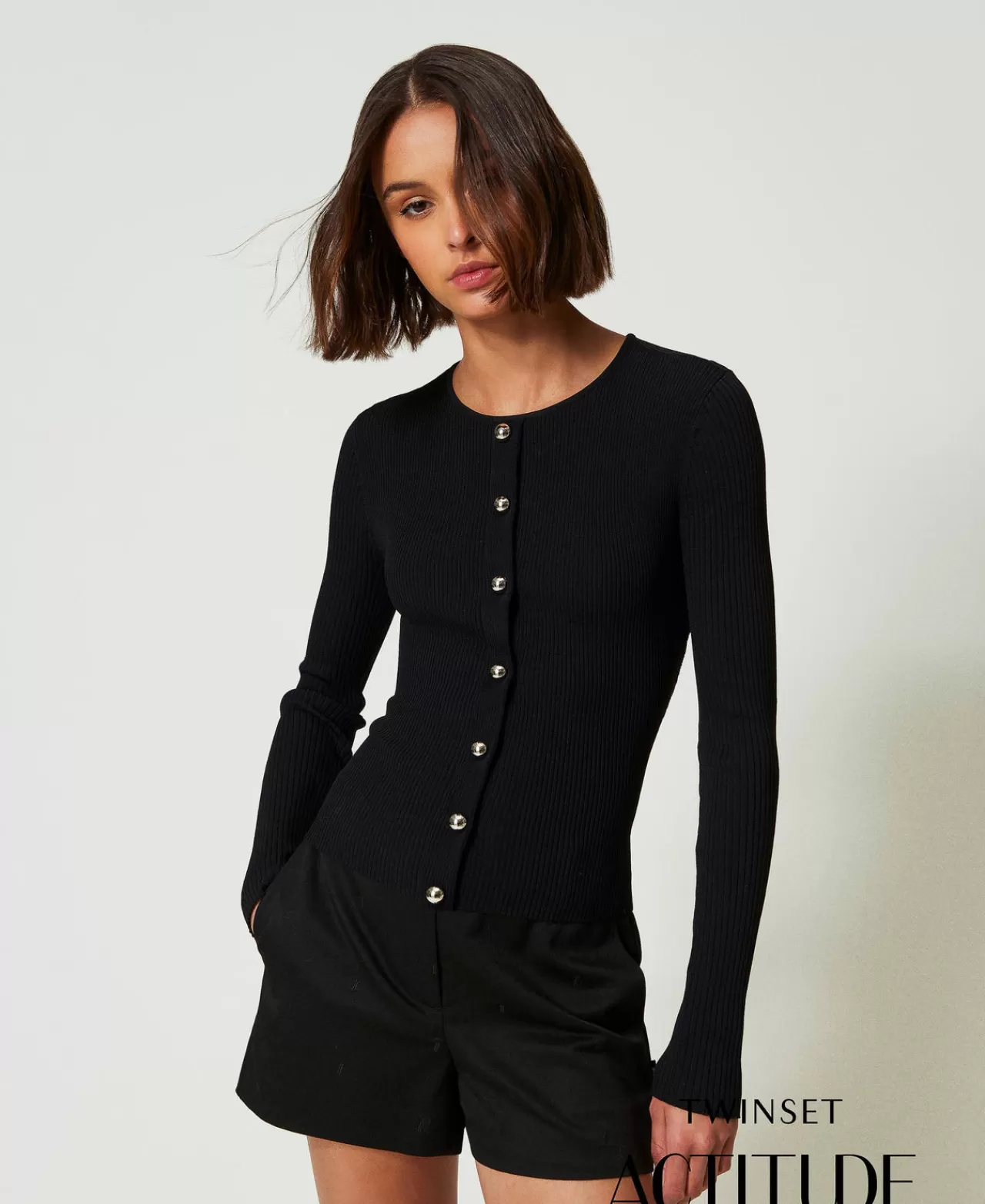 TWINSET Milano Gerippter Cardigan Mit Nieten