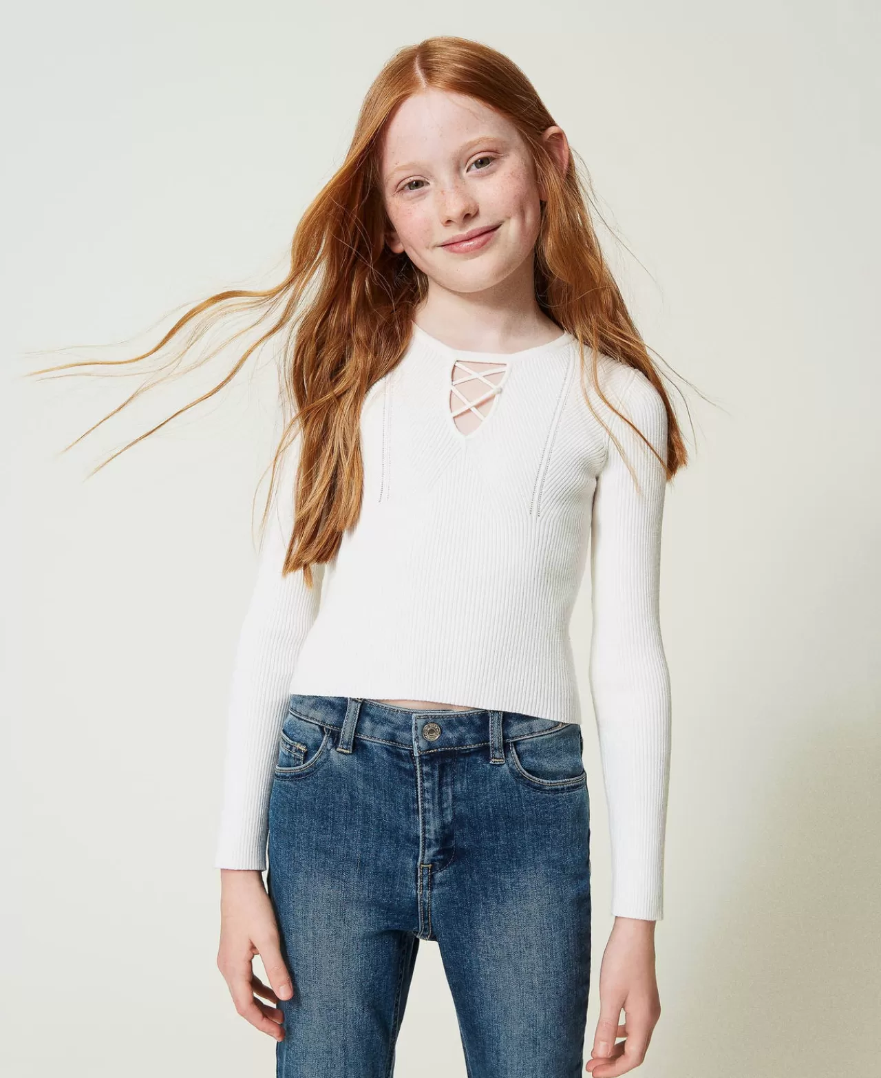 TWINSET Milano Gerippter Pullover Mit überkreuztem Motiv