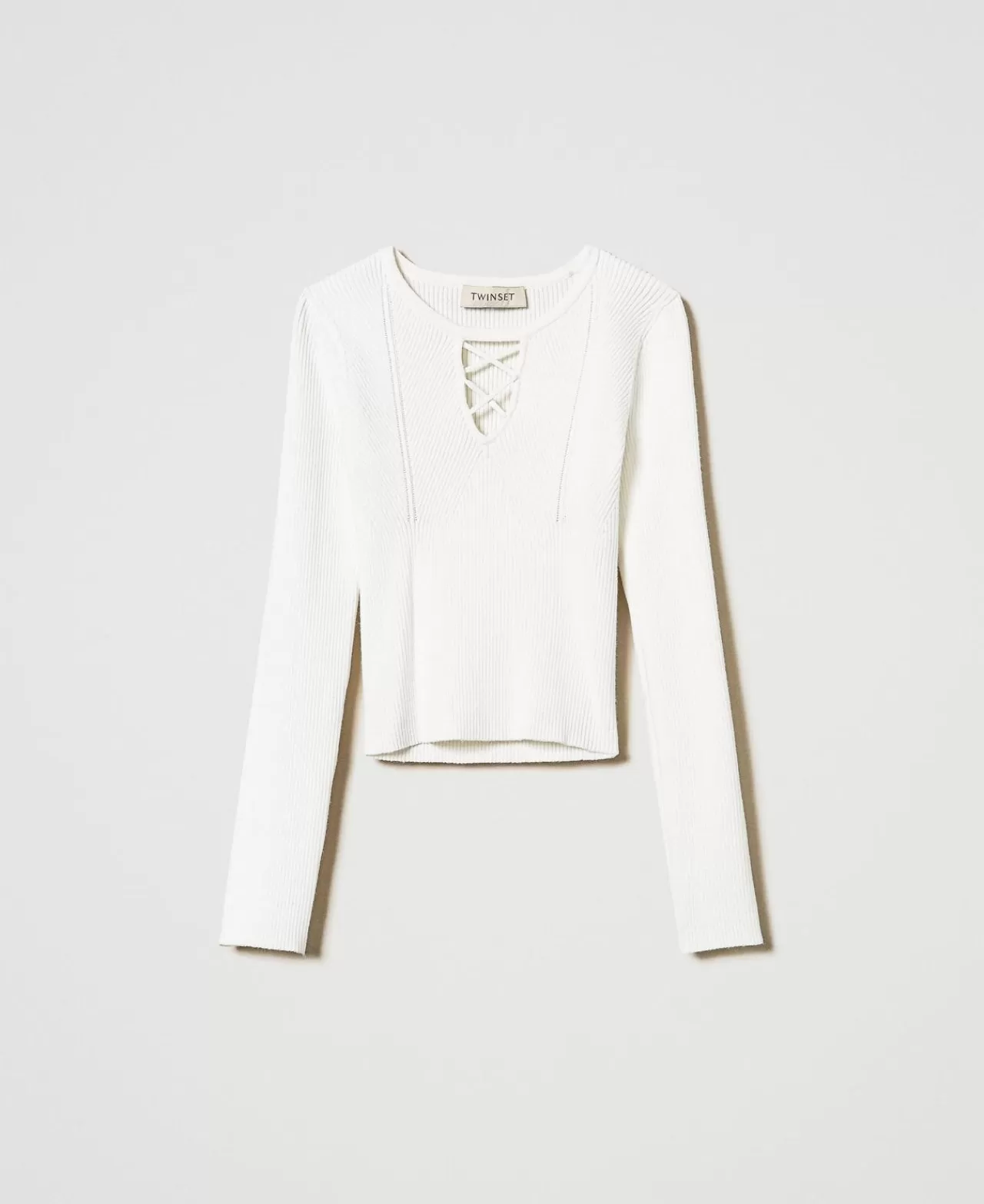 TWINSET Milano Gerippter Pullover Mit überkreuztem Motiv
