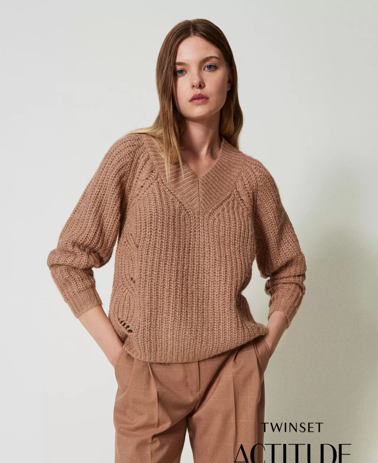 TWINSET Milano Gerippter Pullover Mit Zöpfen
