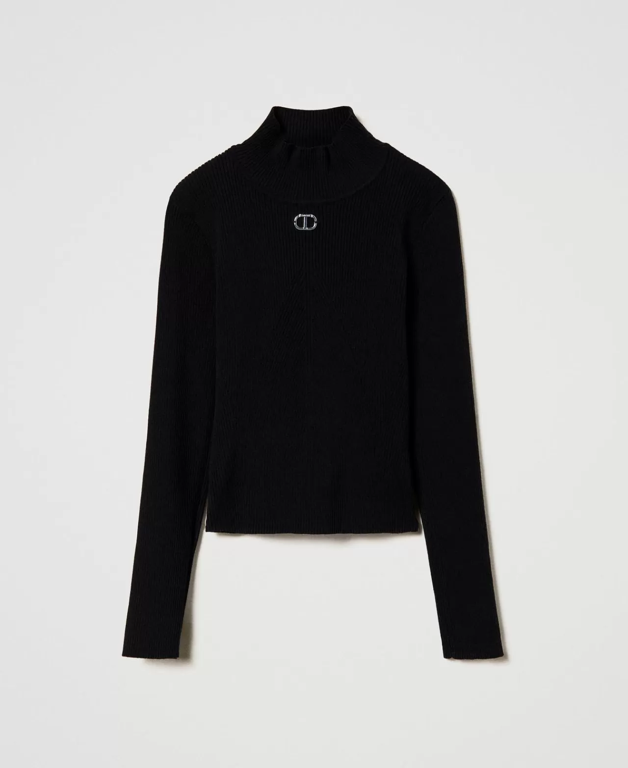 TWINSET Milano Gerippter Stehkragenpullover Mit Logo