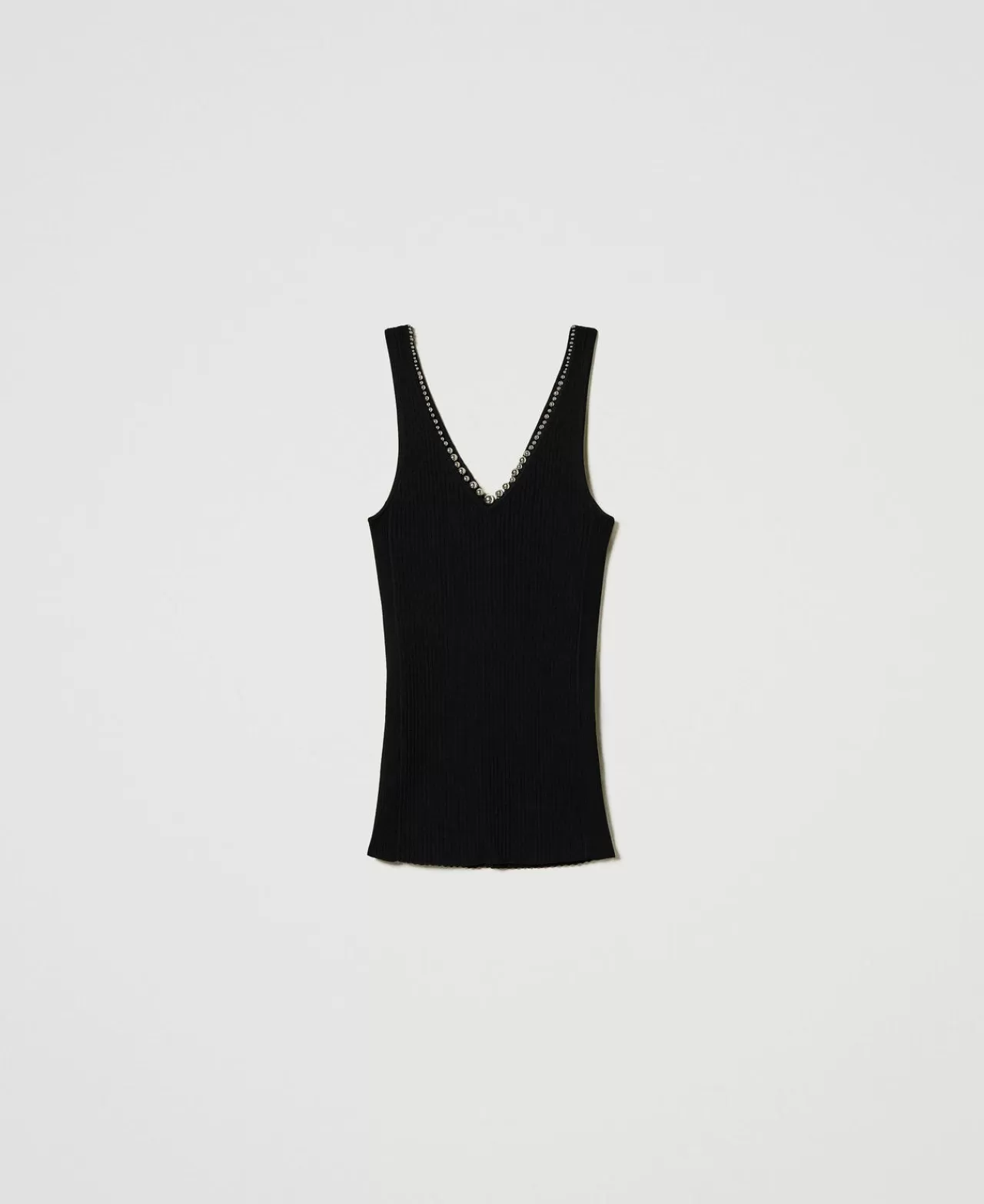 TWINSET Milano Geripptes Stricktop Mit Perlchen