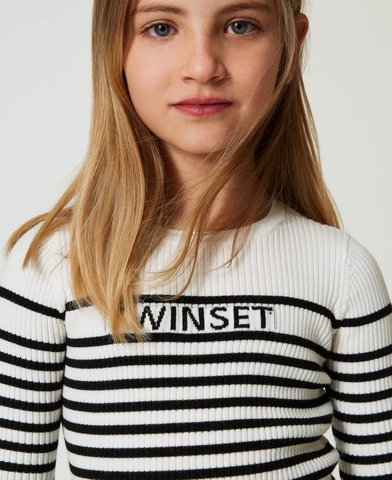 TWINSET Milano Gestreifter Rundhalspullover Mit Jacquardlogo