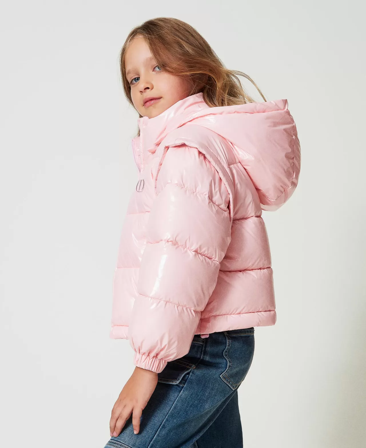 TWINSET Milano Glänzende Steppjacke Mit Sticklogo