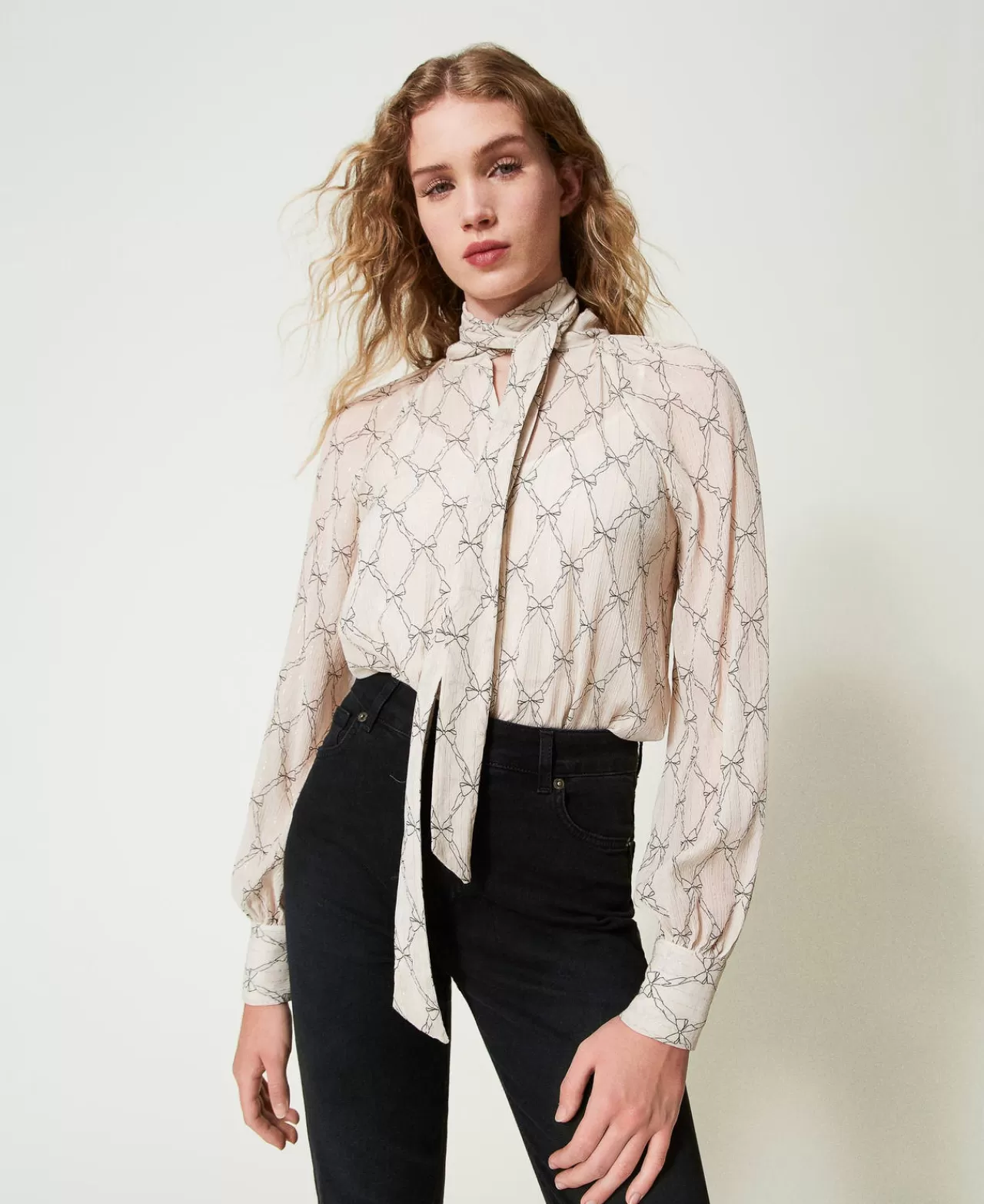TWINSET Milano Hemd Aus Krepon Mit Schleifenprint