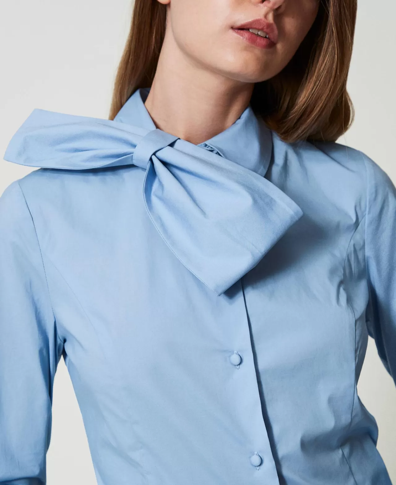 TWINSET Milano Hemd Aus Popeline Mit Schleife