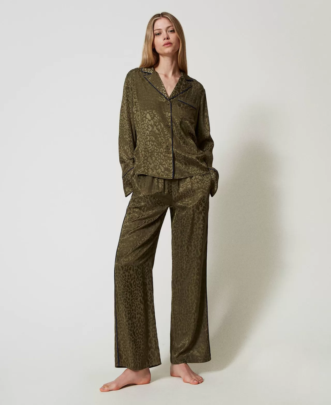 TWINSET Milano Herrenmäßiger Pyjama Aus Satinjacquard