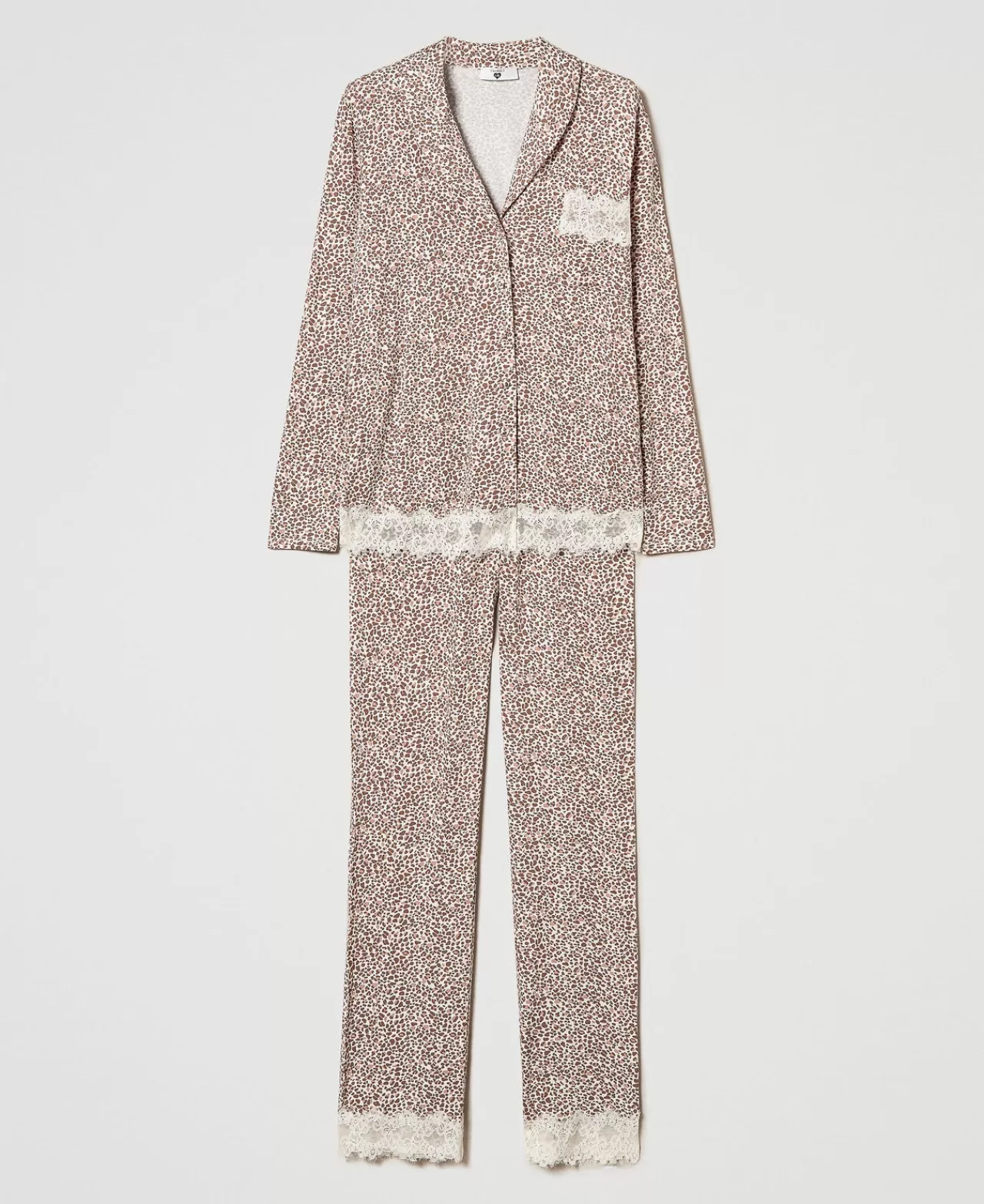 TWINSET Milano Herrenmäßiger Pyjama Mit Print Und Spitze