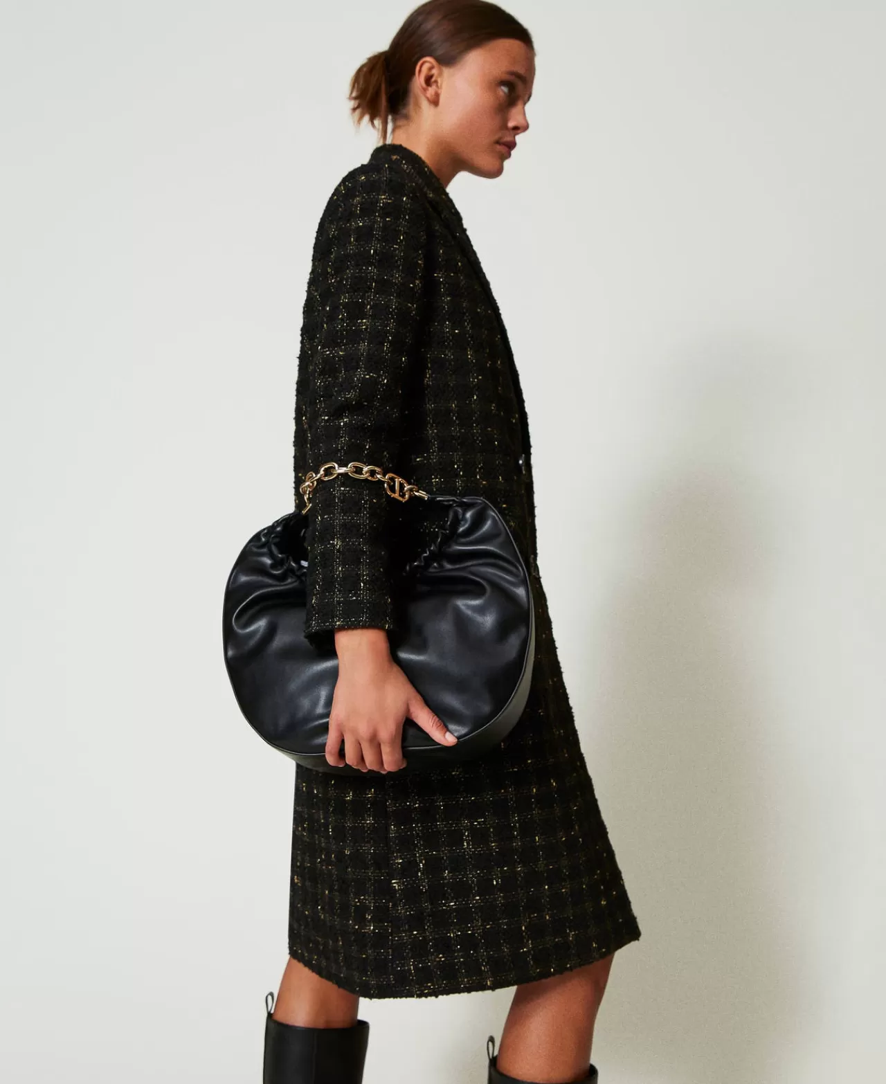 TWINSET Milano Hobo-Bag „Croissant“ Mit Raffung Und Oval T