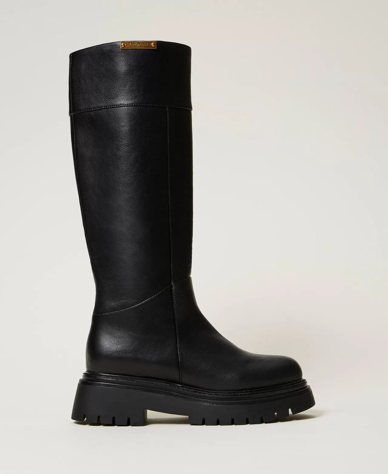 TWINSET Milano Hoher Stiefel Mit Logoplakette