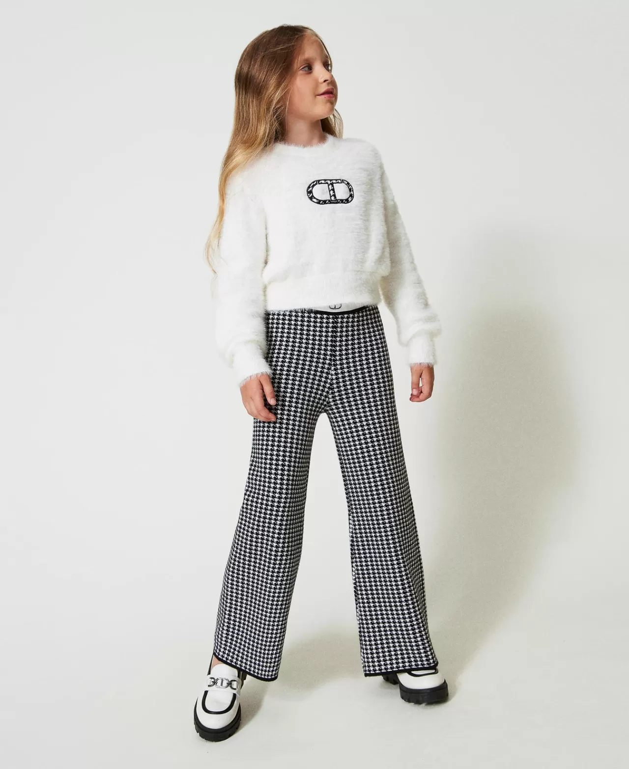 TWINSET Milano Hose Aus Jacquard-Strick Mit Hahnentrittmuster