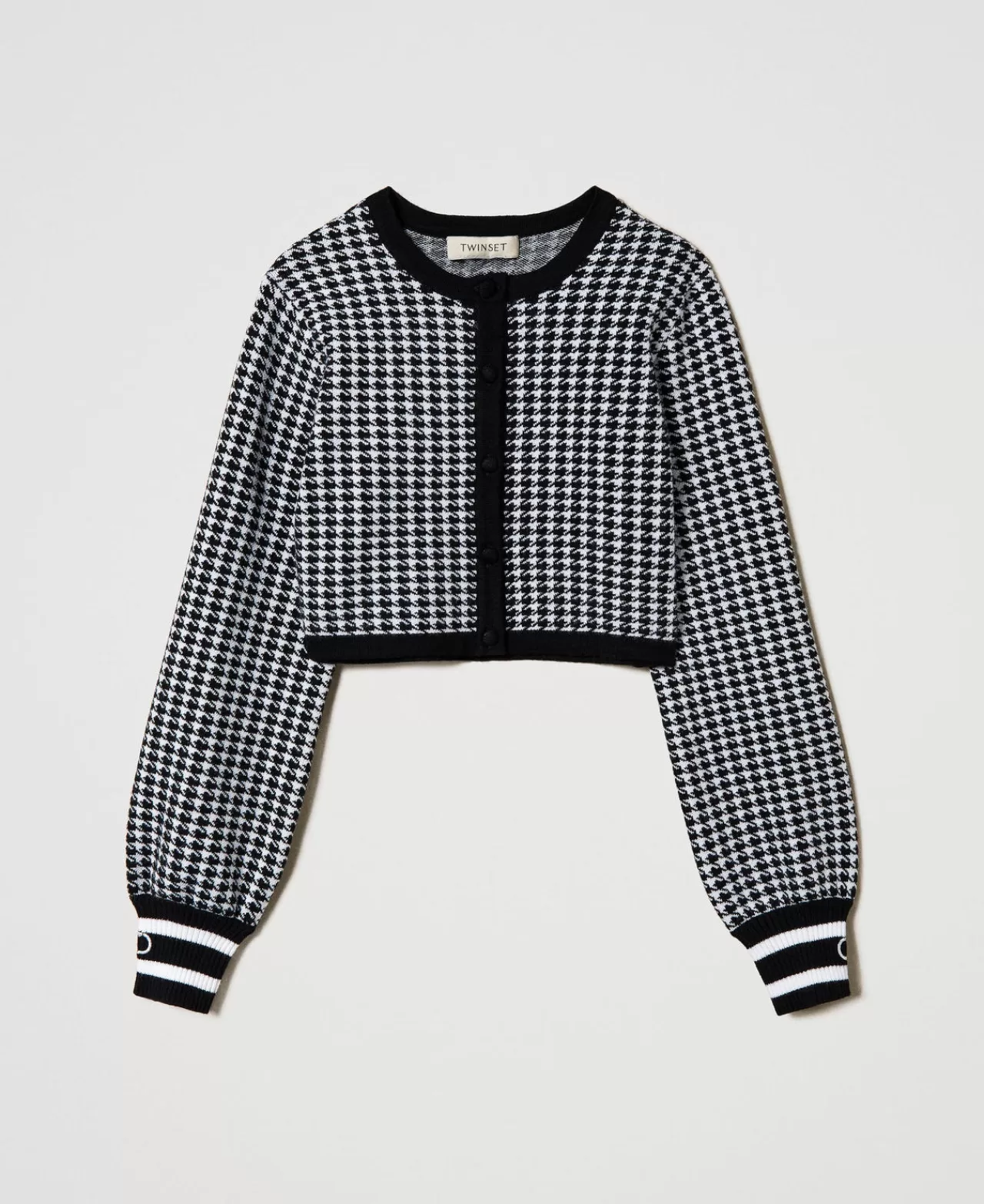 TWINSET Milano Jacke Aus Jacquard-Strick Mit Hahnentrittmuster