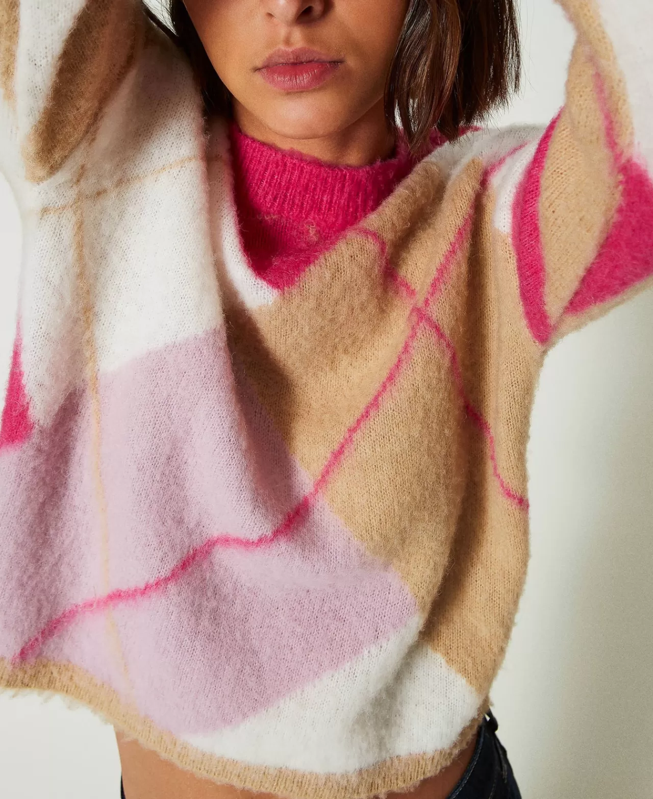 TWINSET Milano Jacquardpullover Aus Wollmischung Mit Argylemuster