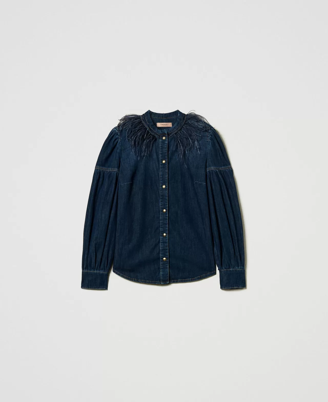 TWINSET Milano Jeanshemd Mit Federn