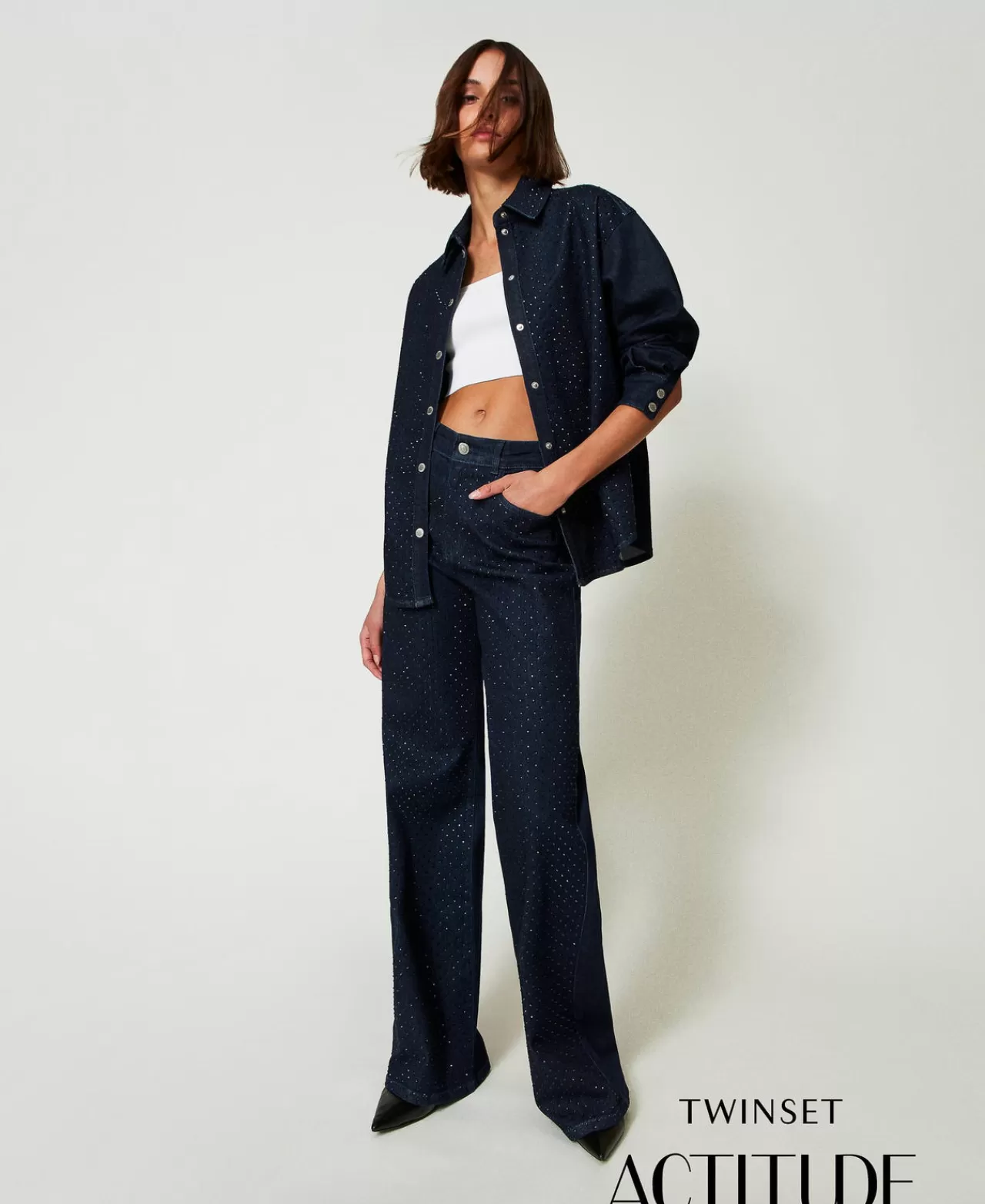 TWINSET Milano Jeanshemd Mit Strass