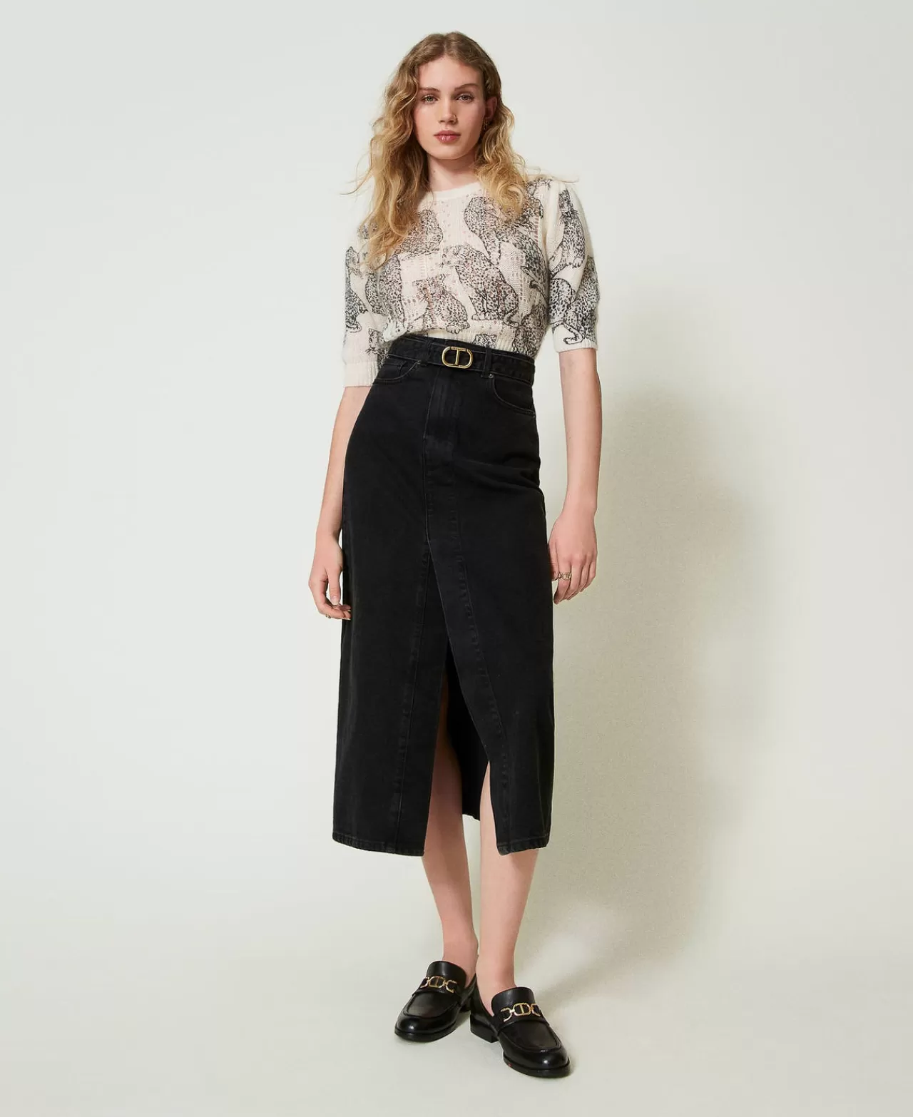 TWINSET Milano Jeansrock Mit Gürtel